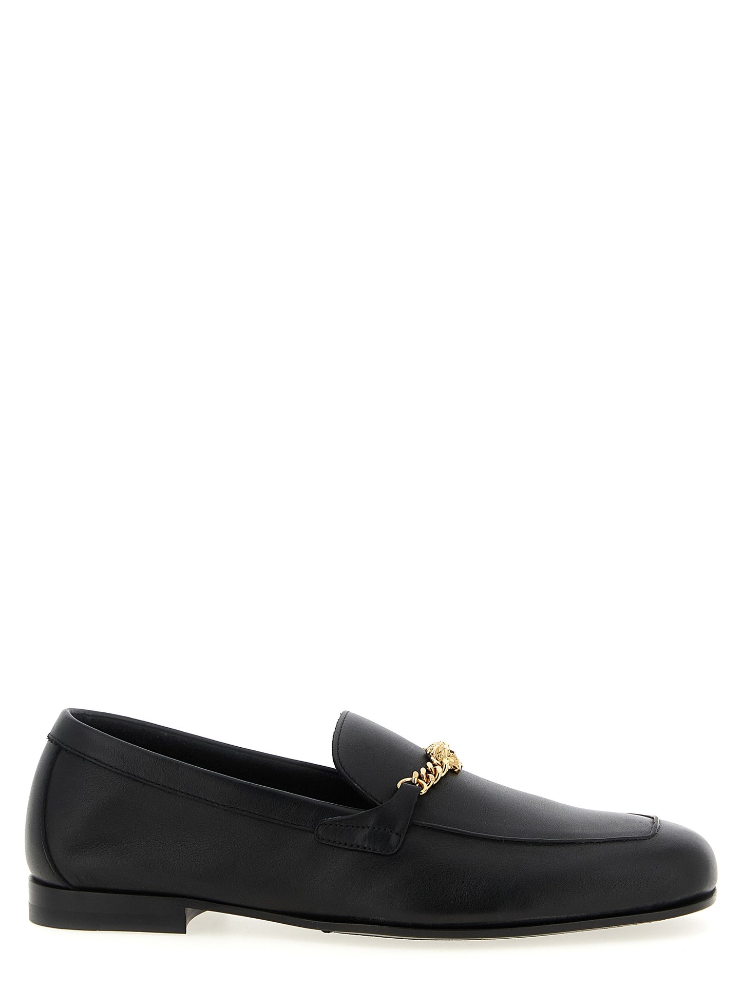 Versace Black Calfskin Slip-On Loafers Curated Luxury Accessories by Orvyn