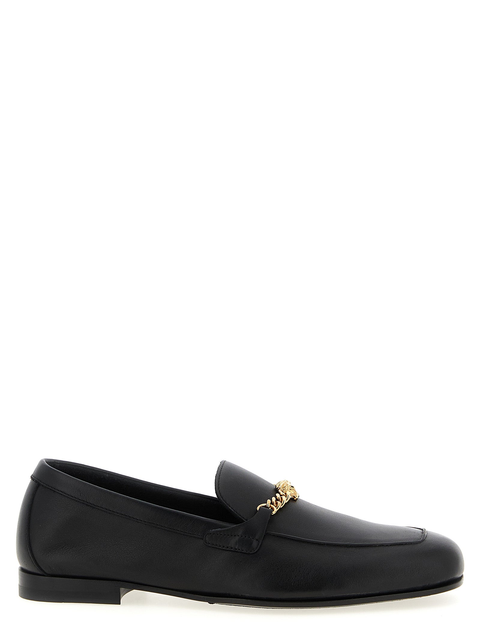 Versace Black Calfskin Slip-On Loafers Curated Luxury Accessories by Orvyn