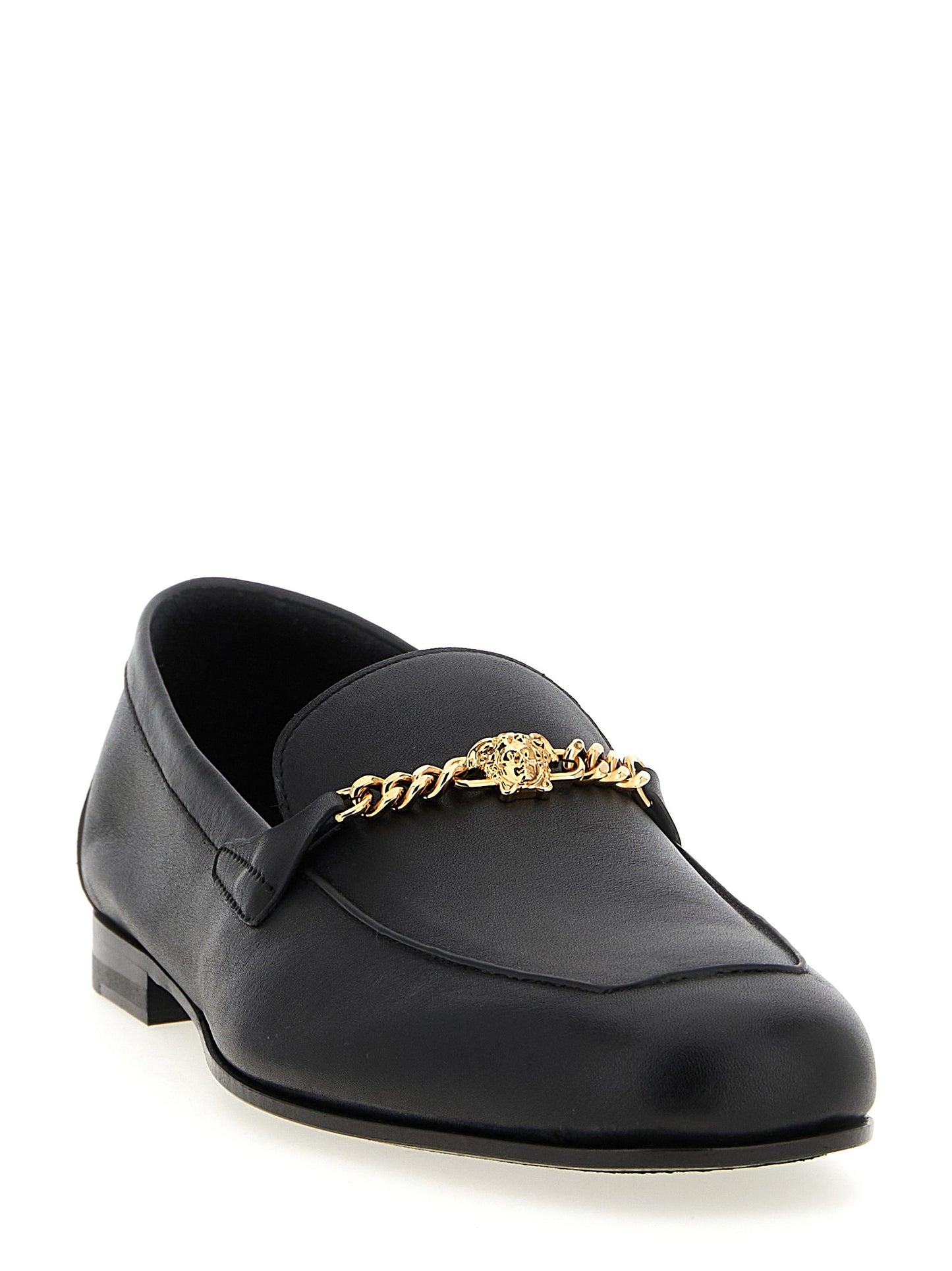 Versace Black Calfskin Slip-On Loafers Curated Luxury Accessories by Orvyn