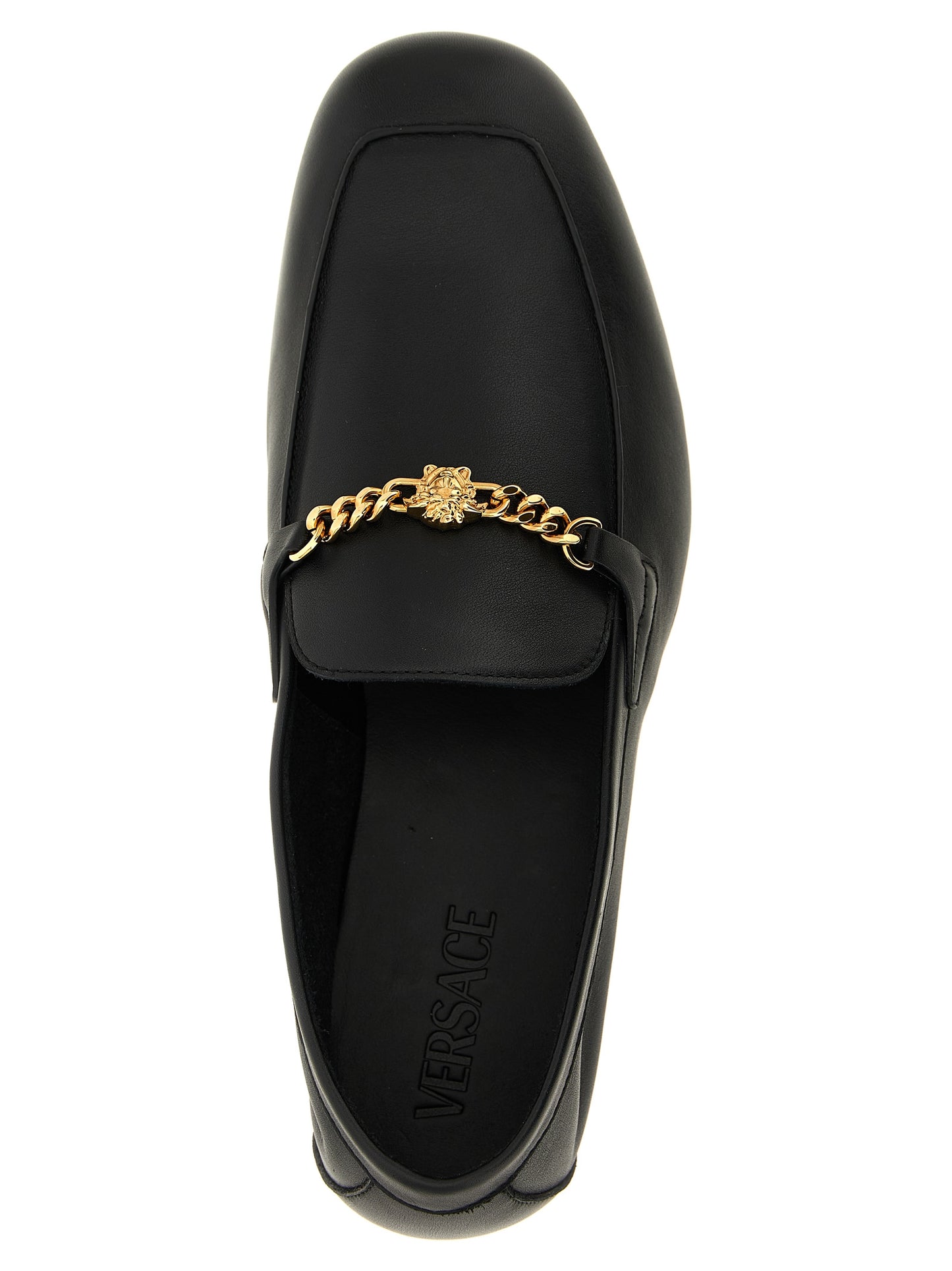 Versace Black Calfskin Slip-On Loafers Curated Luxury Accessories by Orvyn