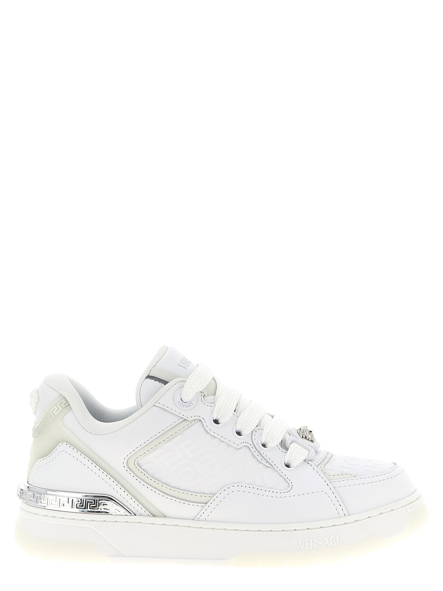 Versace White Calfskin Low Top Sneakers Curated Luxury Accessories by Orvyn