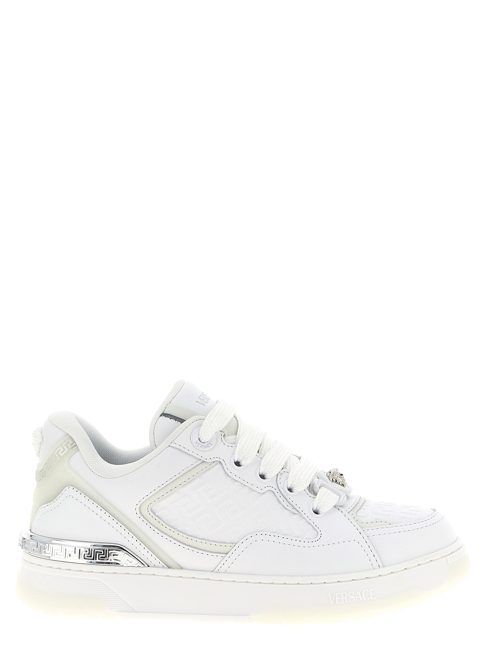 Versace White Calfskin Low Top Sneakers Curated Luxury Accessories by Orvyn