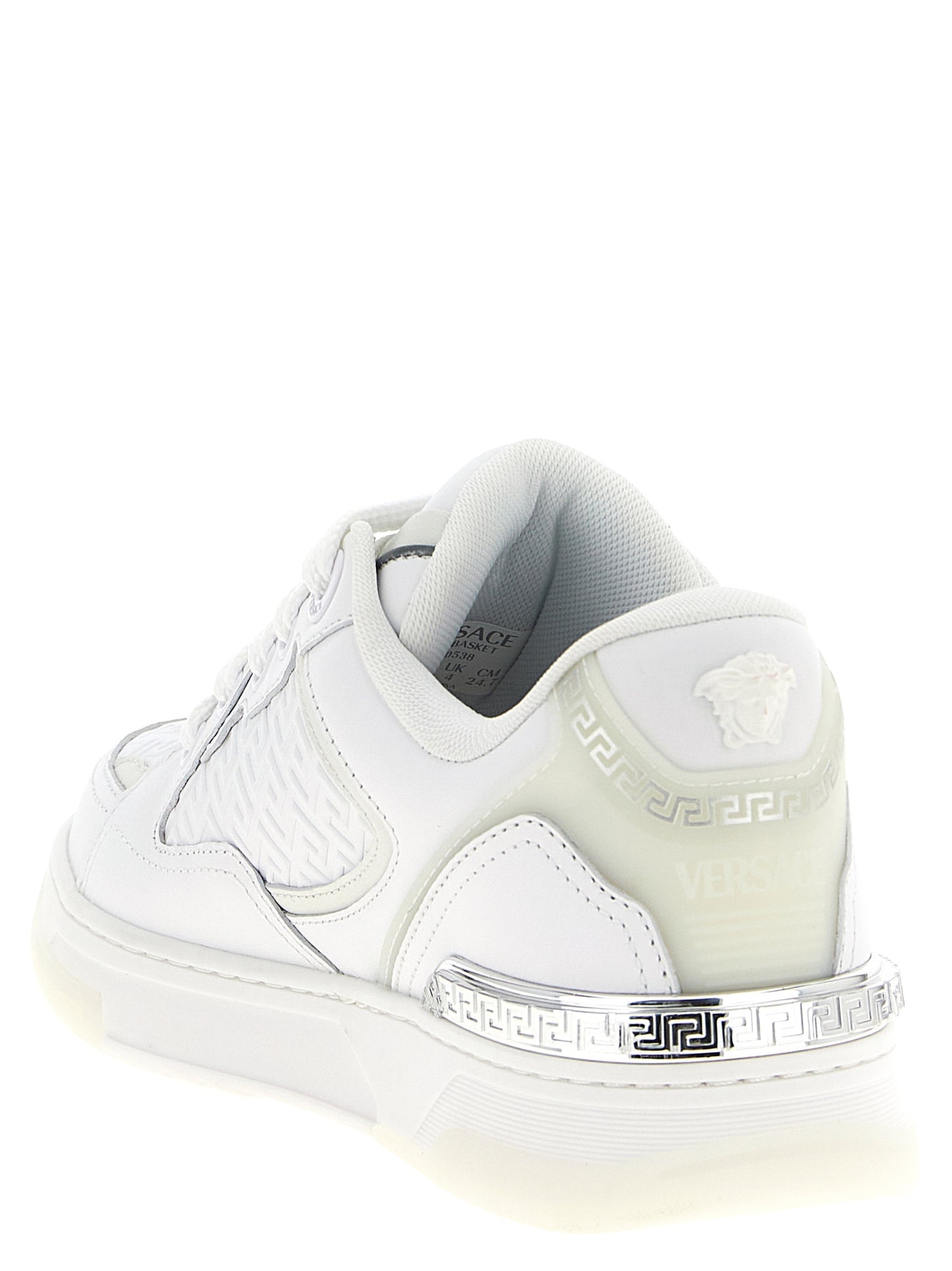 Versace White Calfskin Low Top Sneakers Curated Luxury Accessories by Orvyn