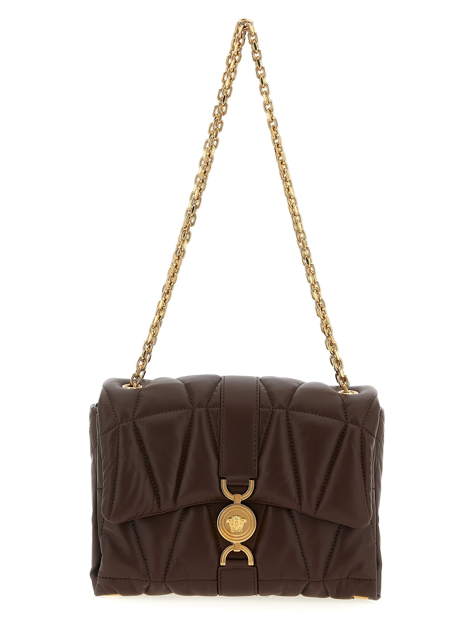 Versace Brown Lamb Leather Shoulder Bag Curated Luxury Accessories by Orvyn