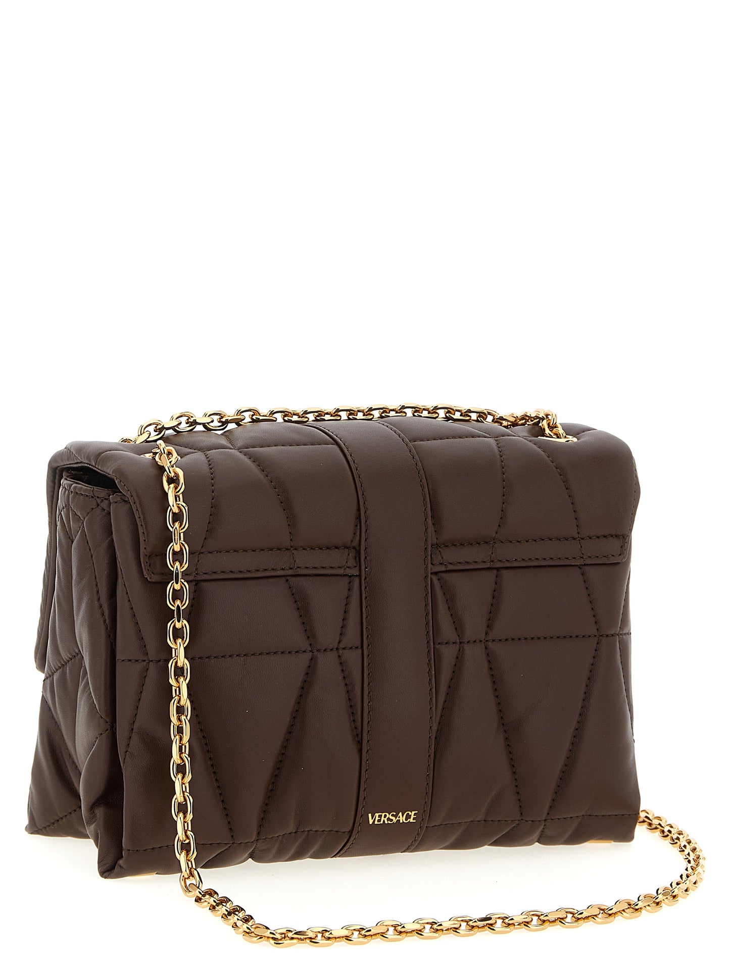 Versace Brown Lamb Leather Shoulder Bag Curated Luxury Accessories by Orvyn