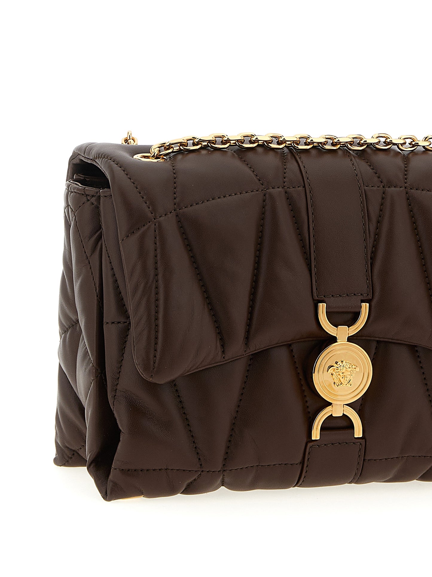 Versace Brown Lamb Leather Shoulder Bag Curated Luxury Accessories by Orvyn