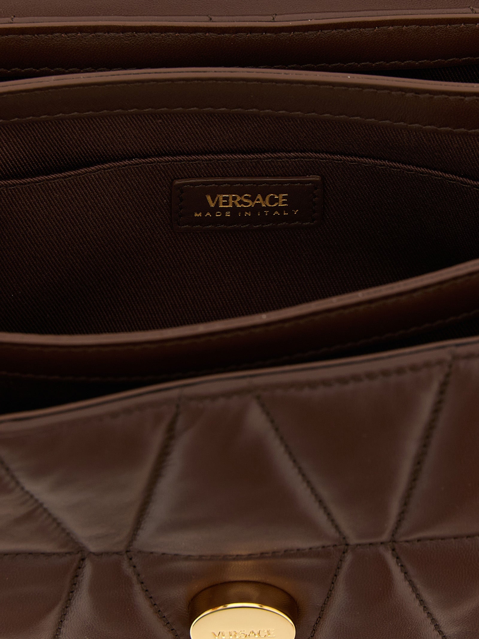 Versace Brown Lamb Leather Shoulder Bag Curated Luxury Accessories by Orvyn