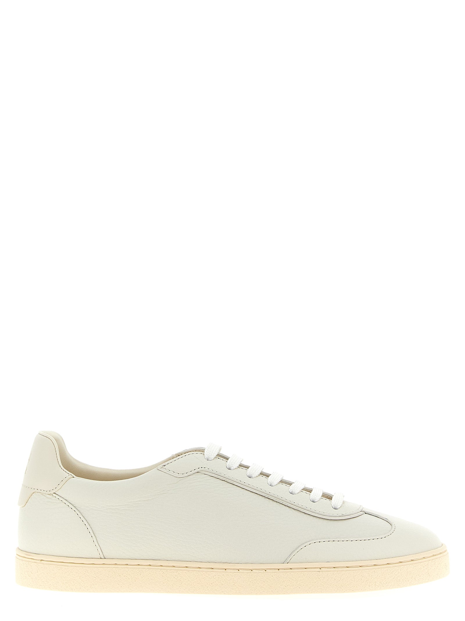 Brunello Cucinelli White Goatskin Low Top Sneakers Curated Luxury Accessories by Orvyn