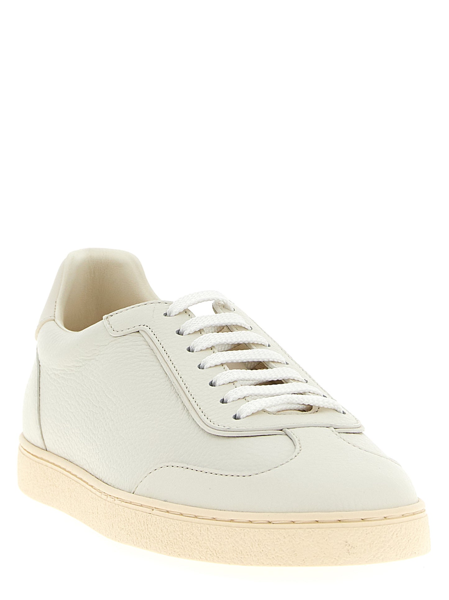 Brunello Cucinelli White Goatskin Low Top Sneakers Curated Luxury Accessories by Orvyn