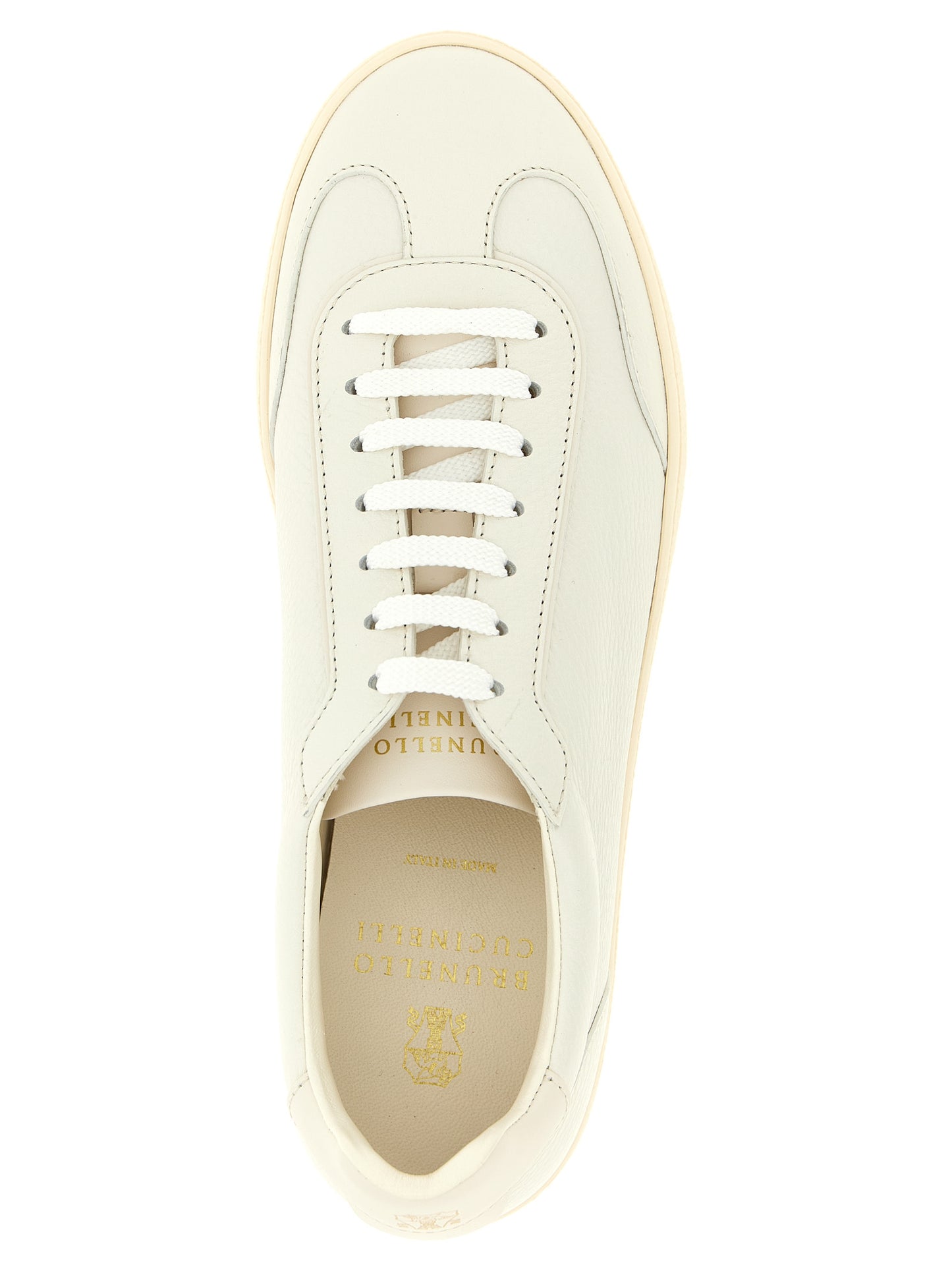 Brunello Cucinelli White Goatskin Low Top Sneakers Curated Luxury Accessories by Orvyn