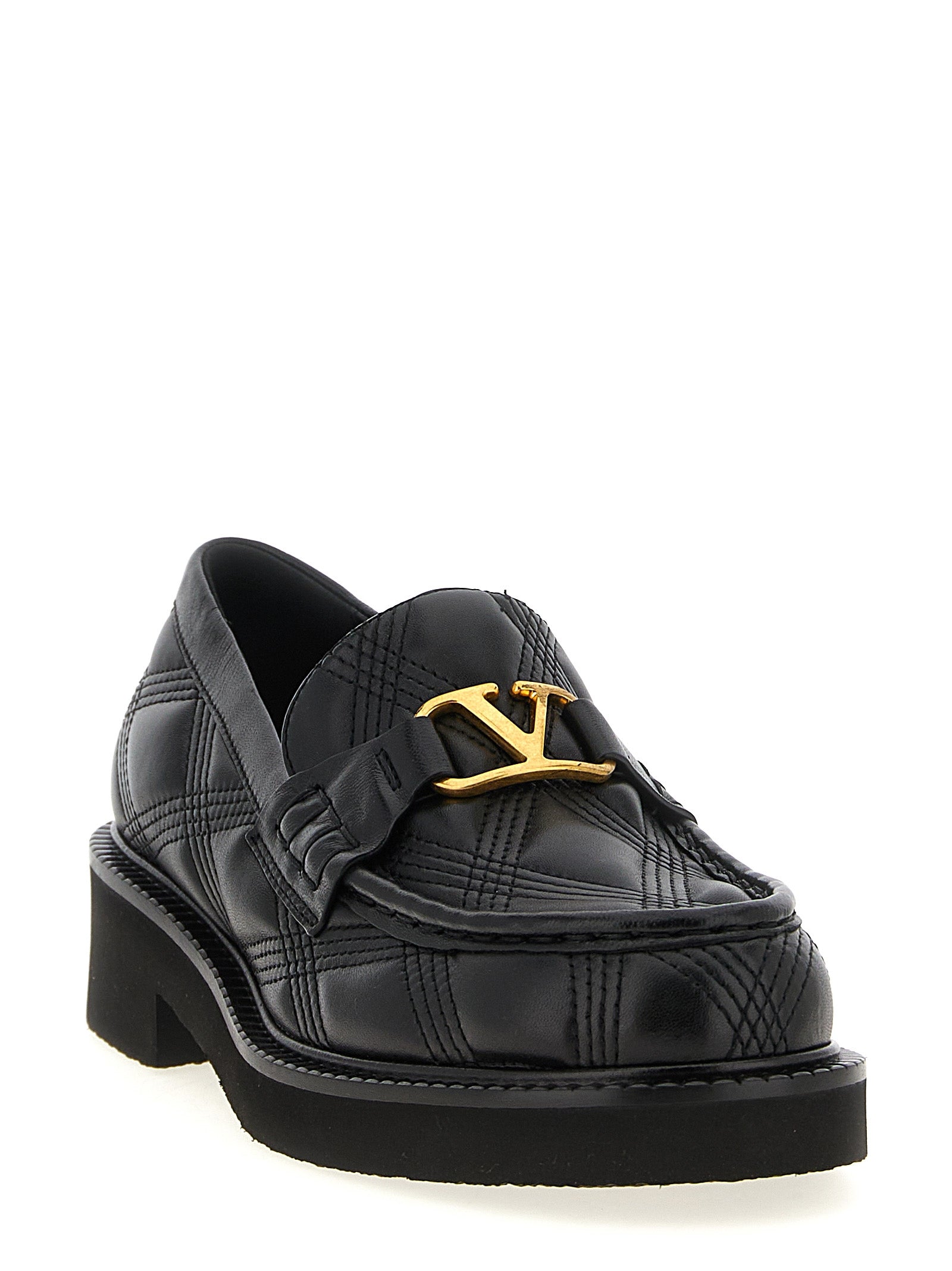 Valentino Garavani Black Lamb Leather Slip-On Loafers Curated Luxury Accessories by Orvyn