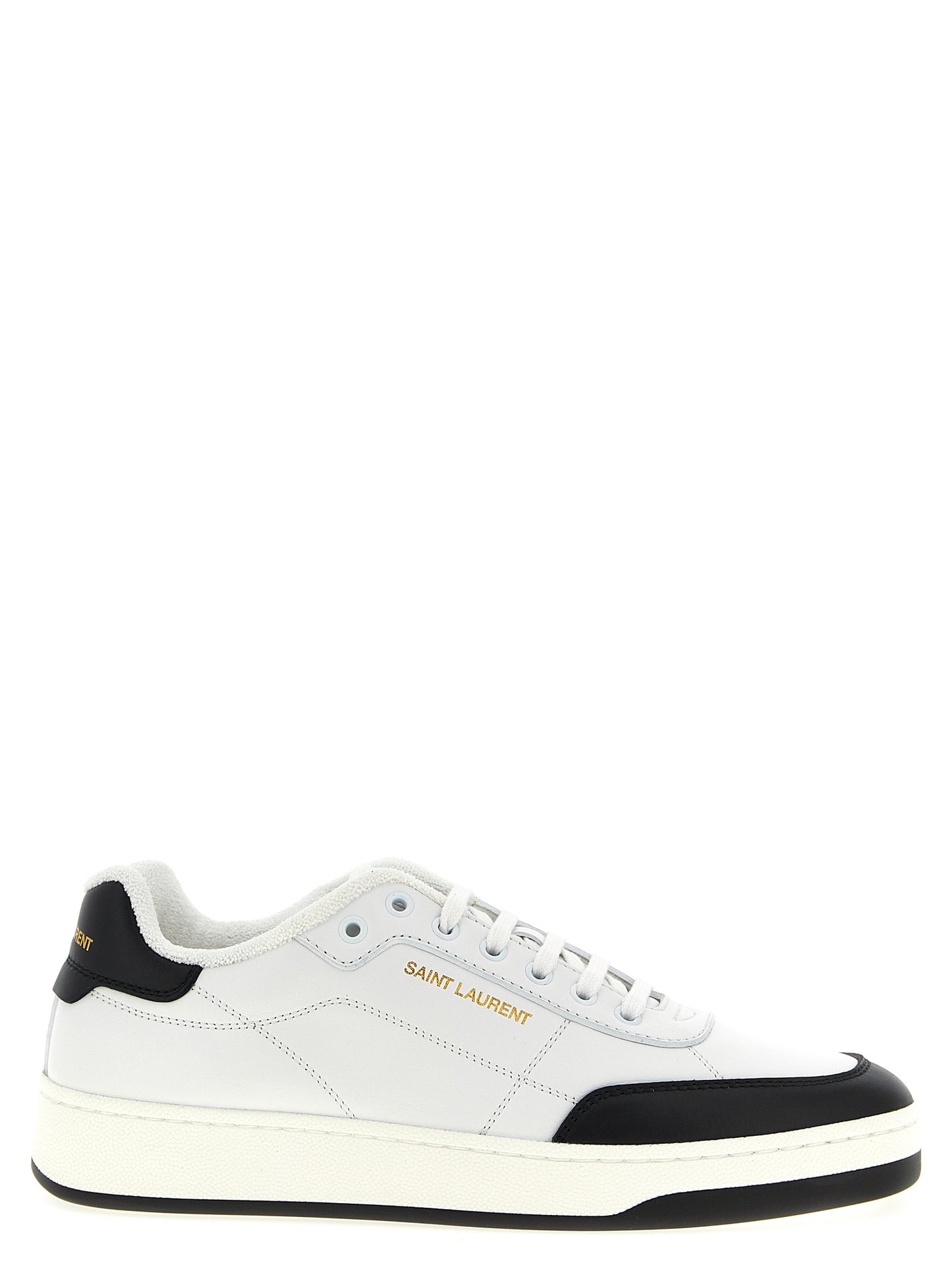 Saint Laurent Bicolor Calfskin Low Top Sneakers Curated Luxury Accessories by Orvyn