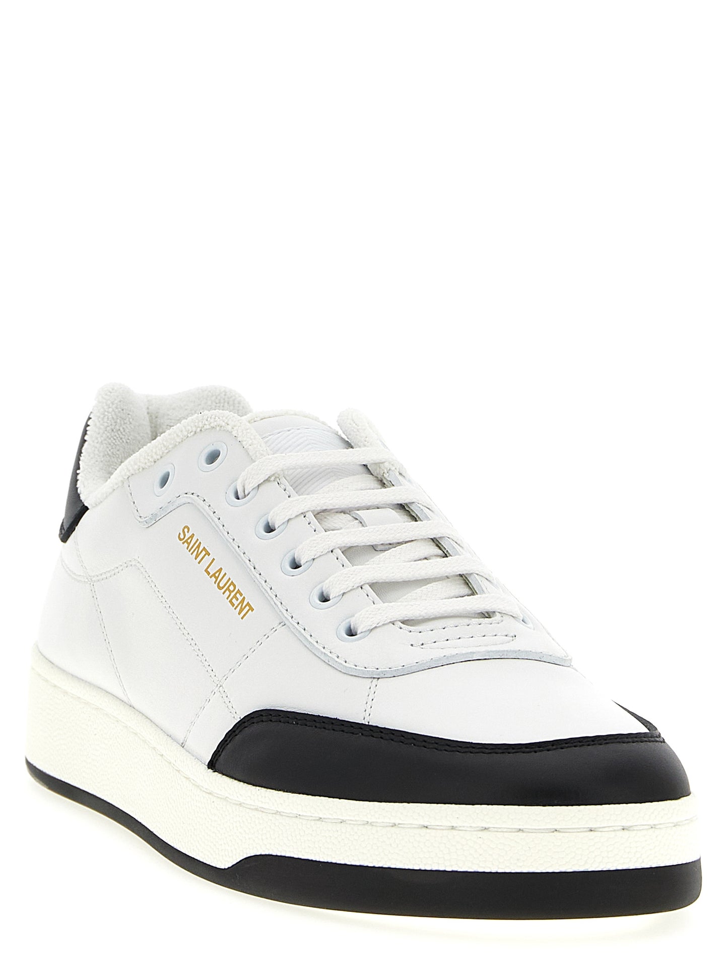 Saint Laurent Bicolor Calfskin Low Top Sneakers Curated Luxury Accessories by Orvyn
