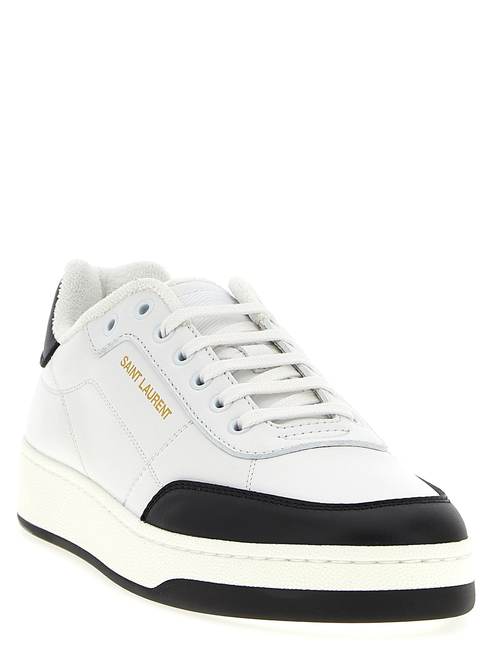 Saint Laurent Bicolor Calfskin Low Top Sneakers Curated Luxury Accessories by Orvyn