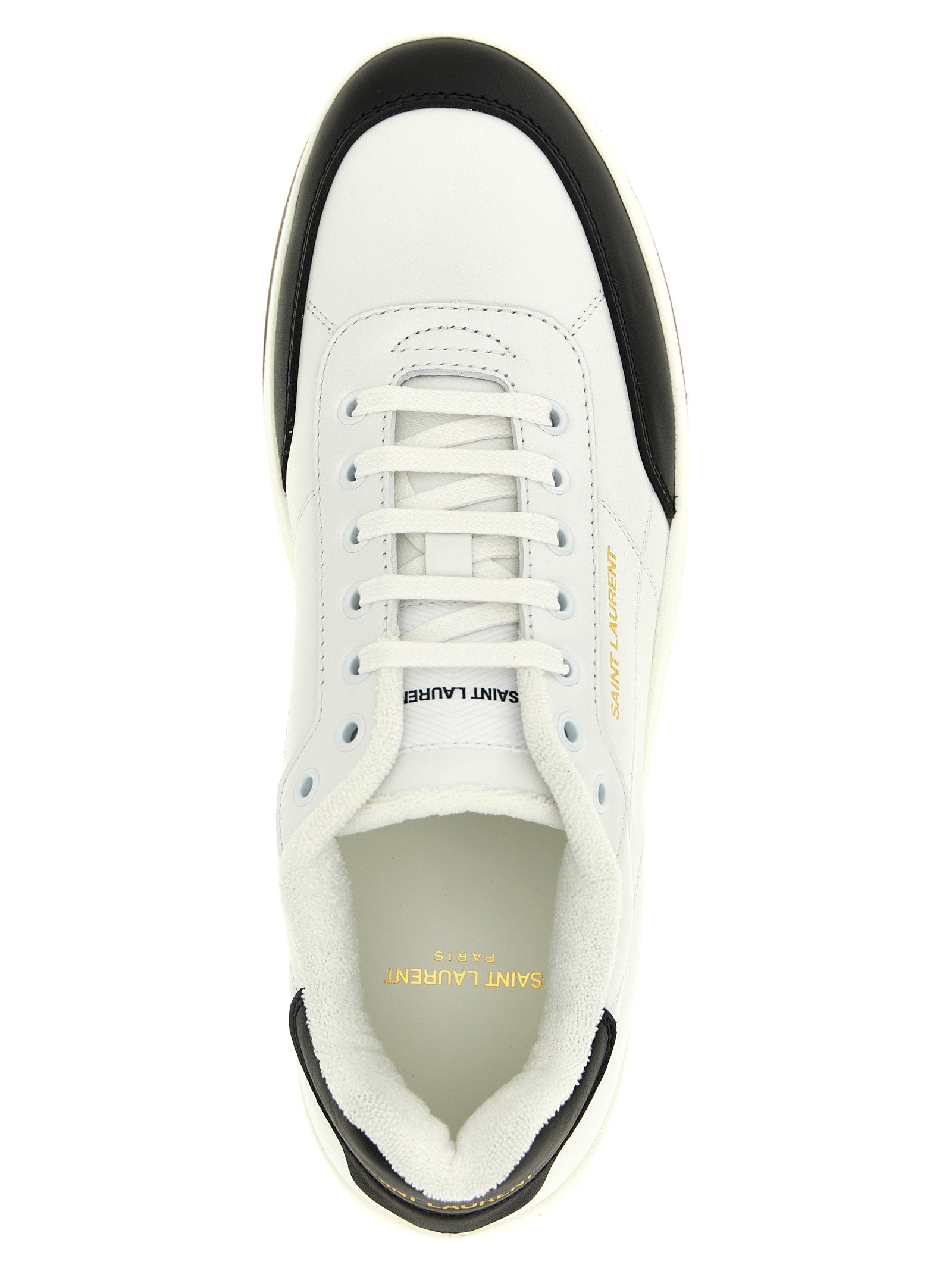 Saint Laurent Bicolor Calfskin Low Top Sneakers Curated Luxury Accessories by Orvyn