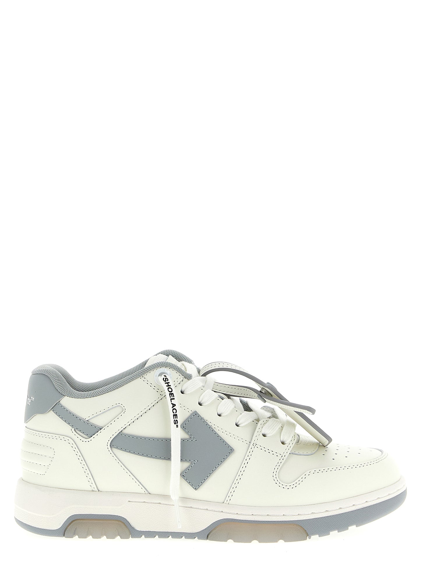 Off-White Gray Leather Low Top Sneakers weiss