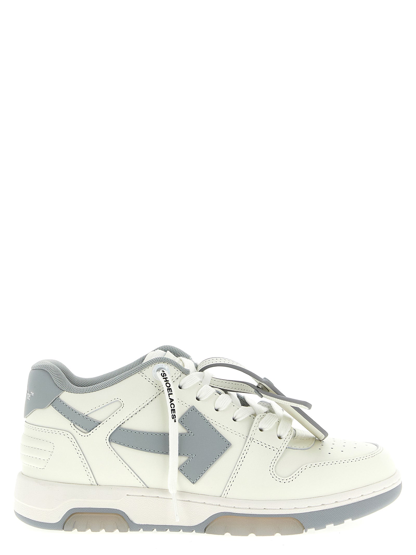 Off-White Gray Leather Low Top Sneakers weiss