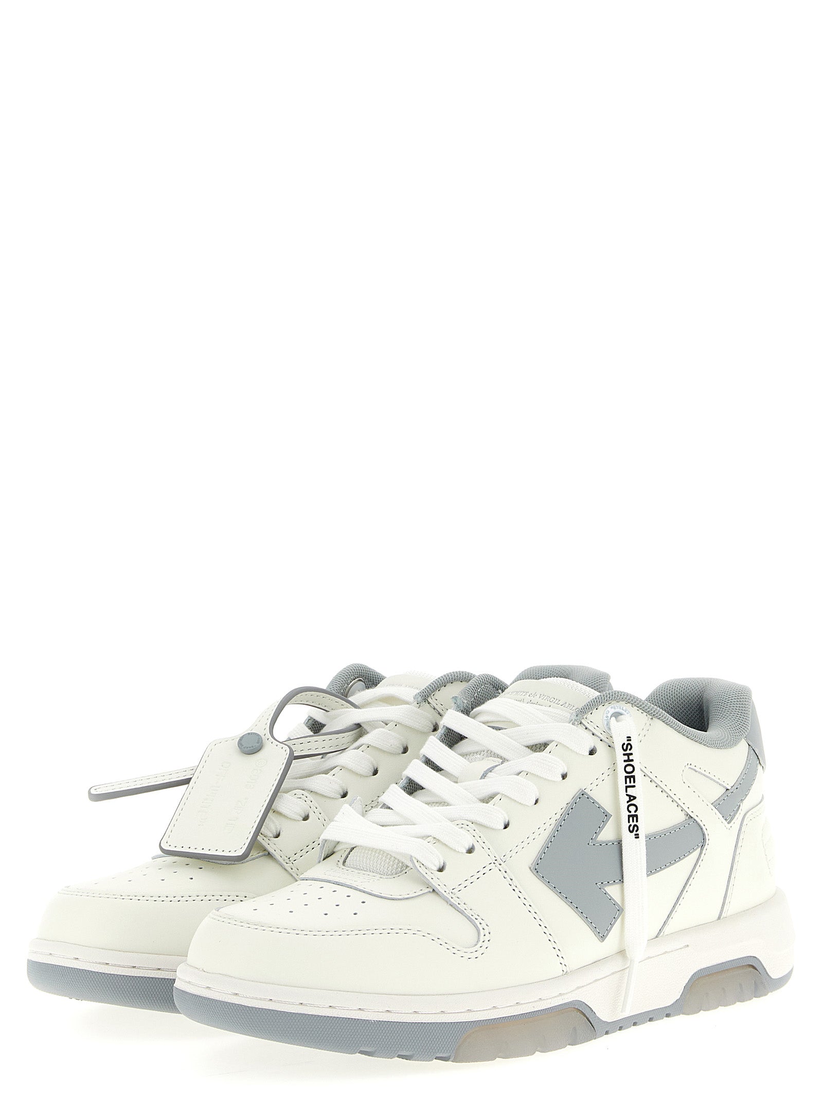 Off-White Gray Leather Low Top Sneakers weiss