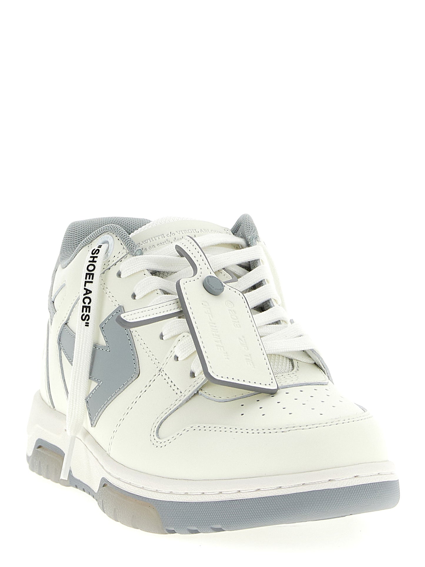 Off-White Gray Leather Low Top Sneakers weiss