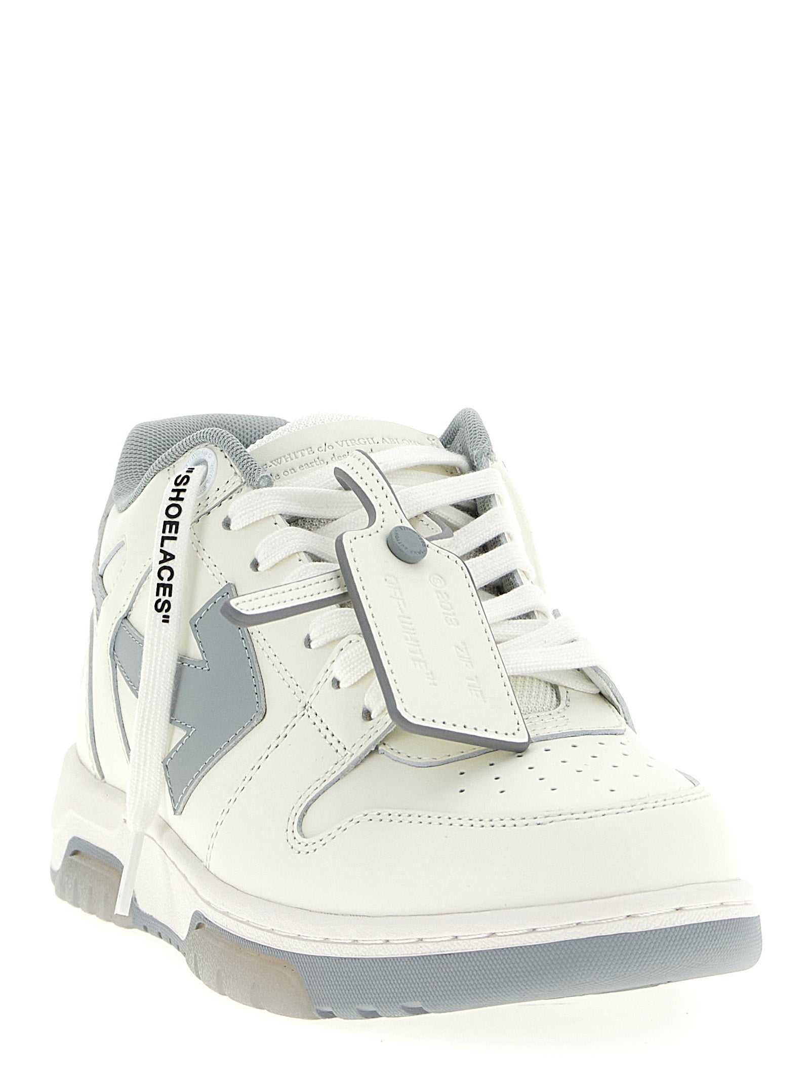 Off-White Gray Leather Low Top Sneakers weiss