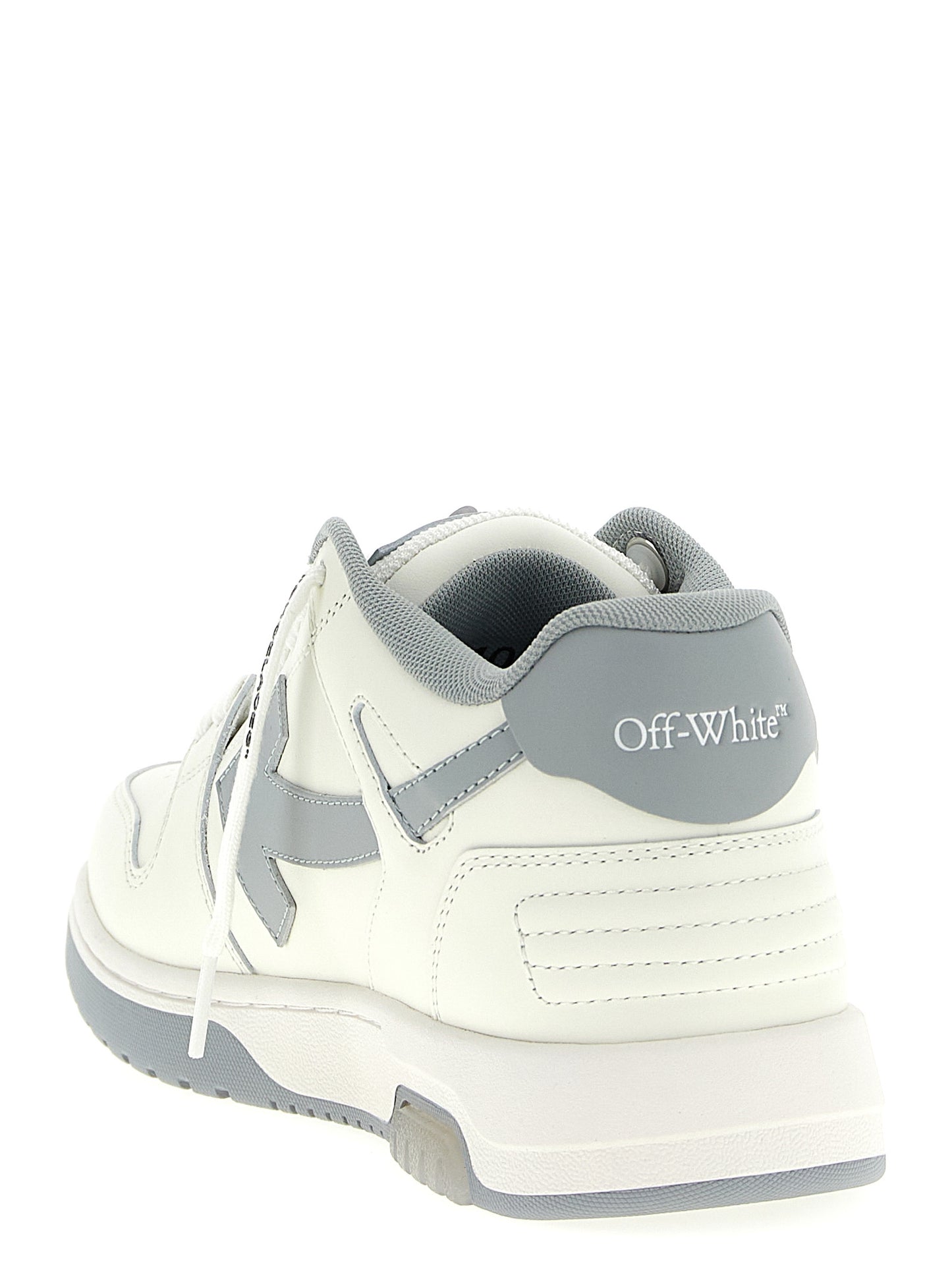 Off-White Gray Leather Low Top Sneakers weiss