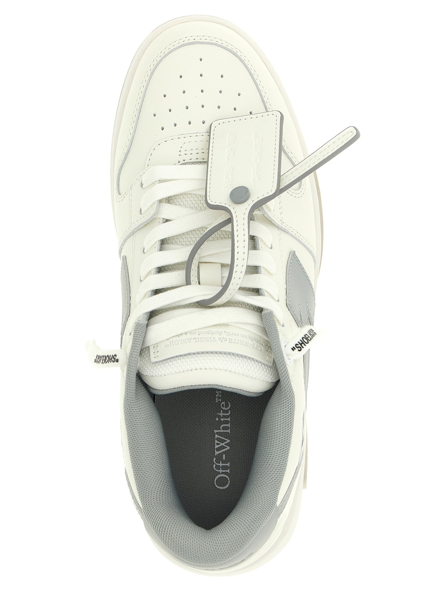 Off-White Gray Leather Low Top Sneakers weiss