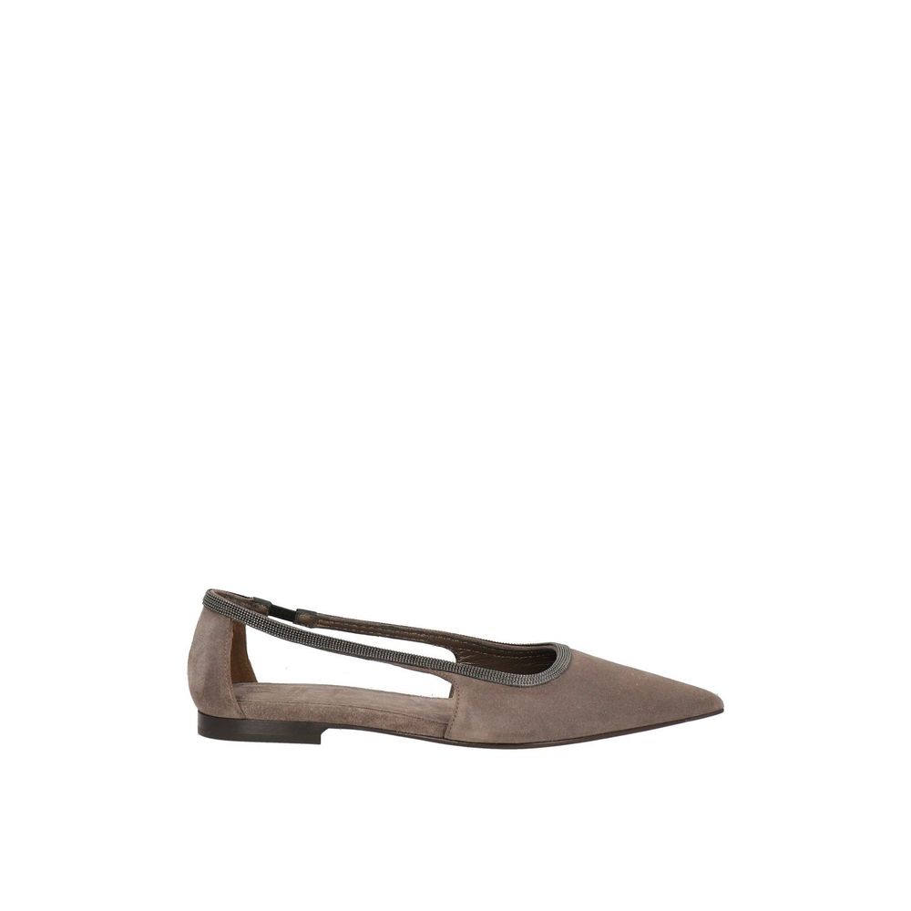 Brunello Cucinelli Gray Leather Ballet Flats Curated Luxury Accessories by Orvyn