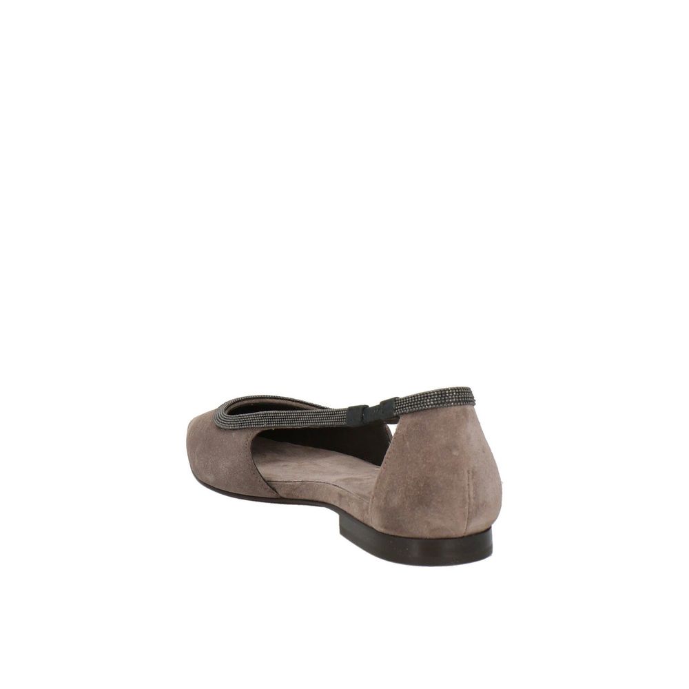 Brunello Cucinelli Gray Leather Ballet Flats Curated Luxury Accessories by Orvyn