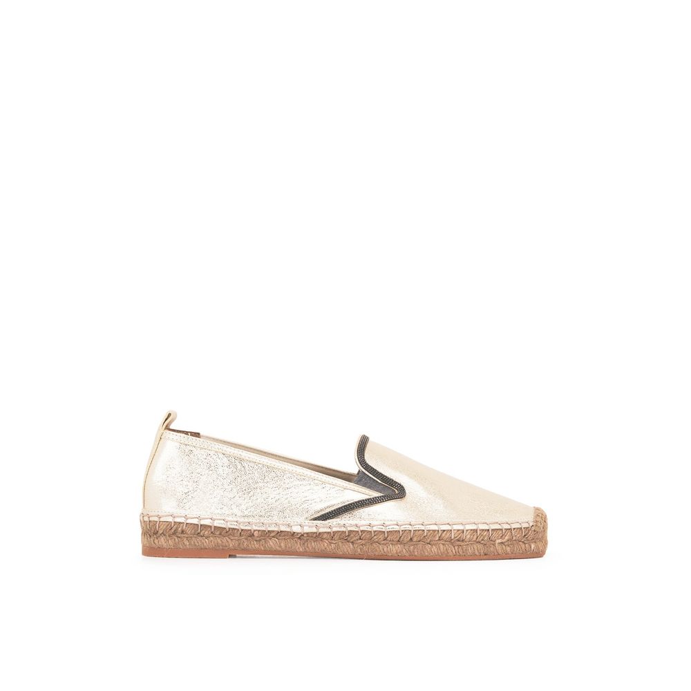 Brunello Cucinelli Gold Leather Espadrilles Curated Luxury Accessories by Orvyn