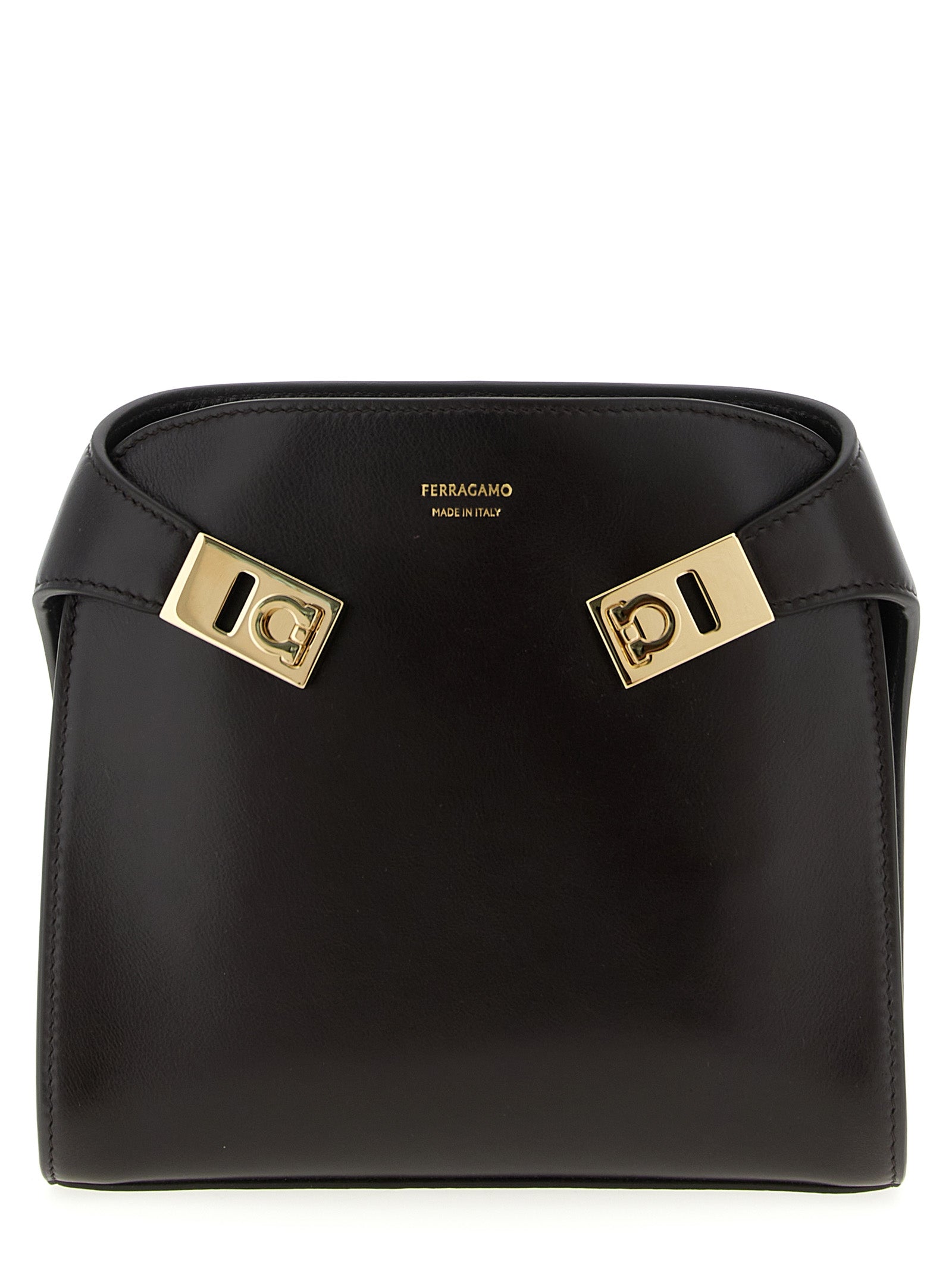Ferragamo Brown Calfskin Crossbody Bag Curated Luxury Accessories by Orvyn