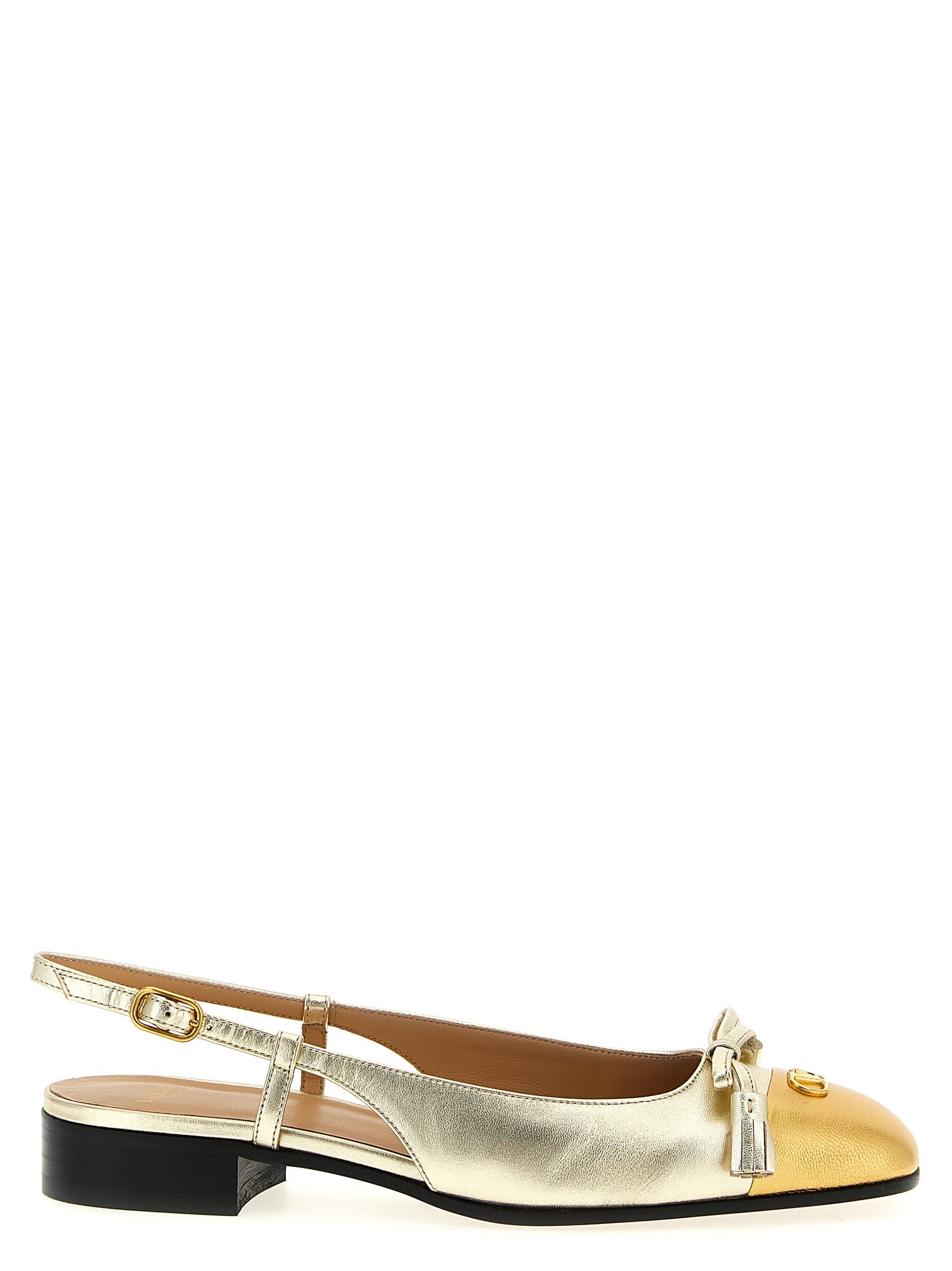 Valentino Garavani Gold Leather Ballet Flats Curated Luxury Accessories by Orvyn