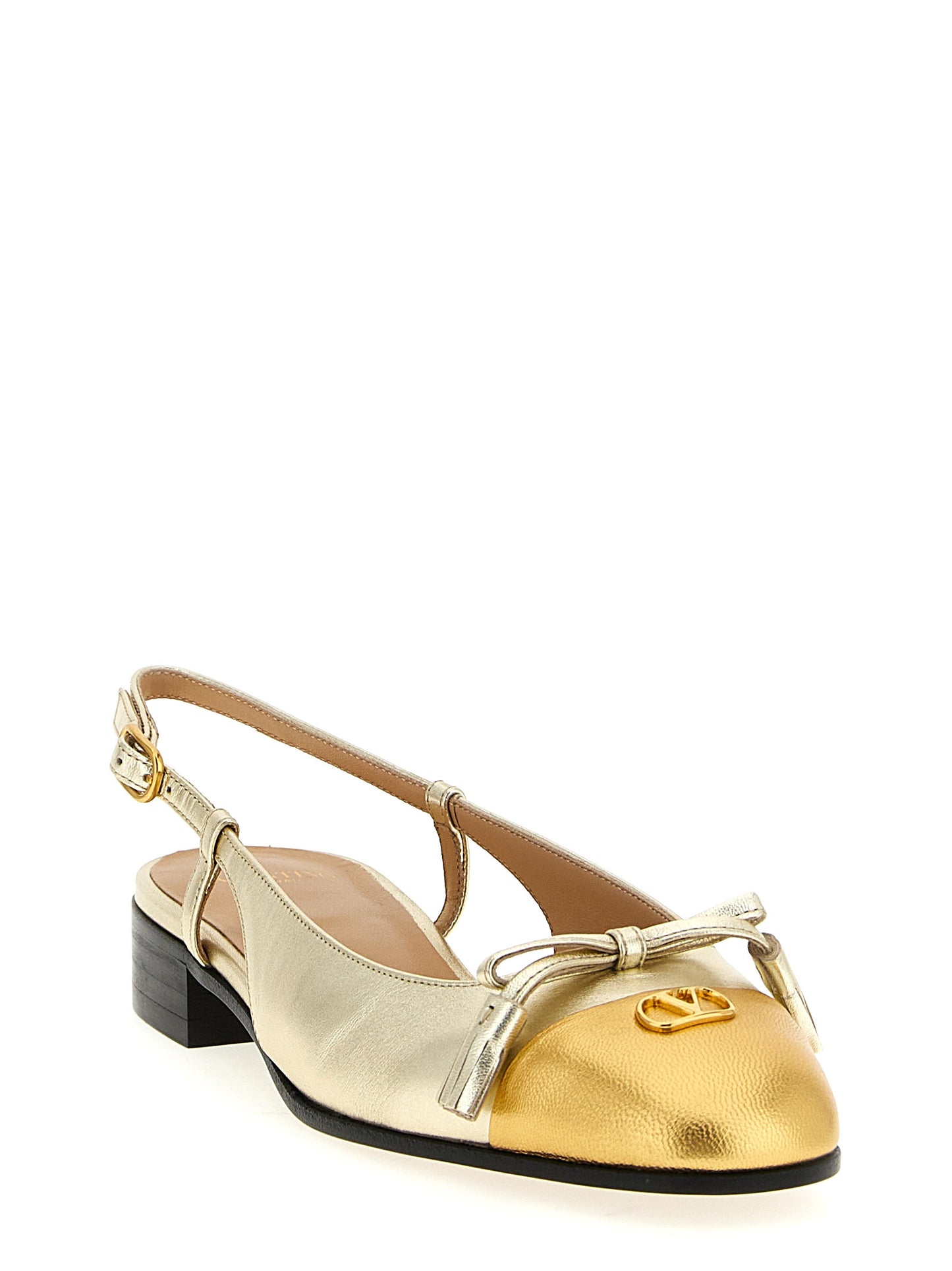 Valentino Garavani Gold Leather Ballet Flats Curated Luxury Accessories by Orvyn