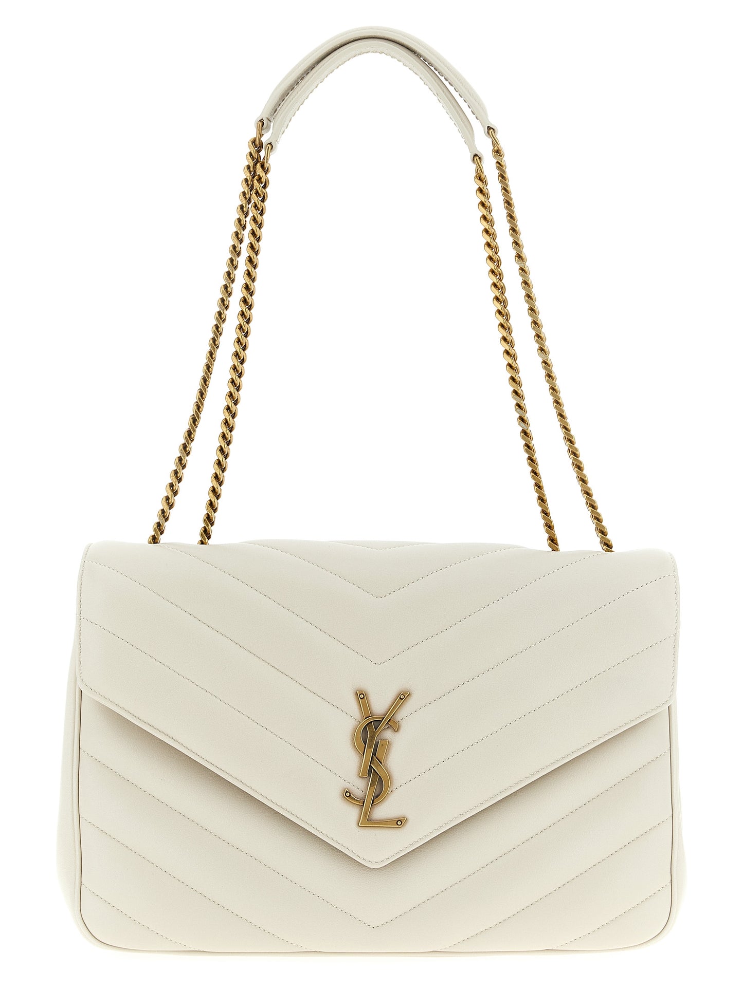 Saint Laurent Beige 'Loulou' Large Shoulder Bag Curated Luxury Accessories by Orvyn