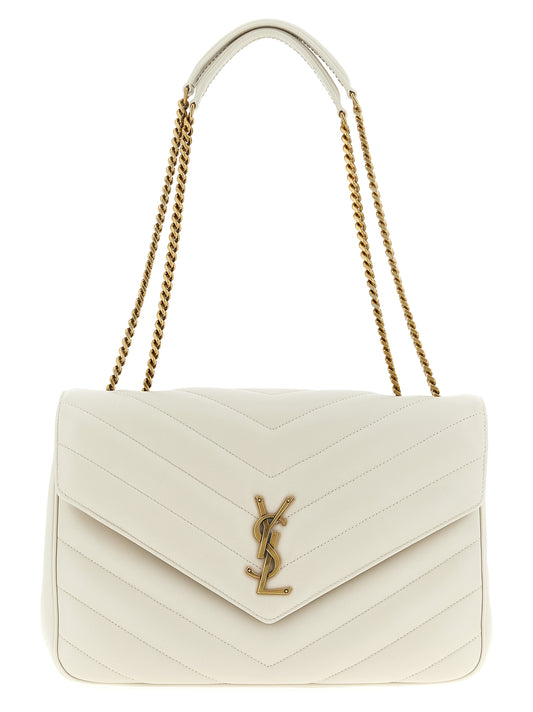 Saint Laurent Beige 'Loulou' Large Shoulder Bag Curated Luxury Accessories by Orvyn