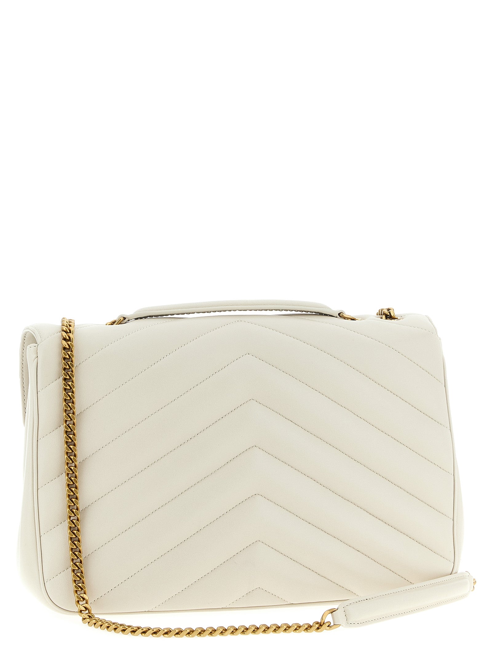 Saint Laurent Beige 'Loulou' Large Shoulder Bag Curated Luxury Accessories by Orvyn