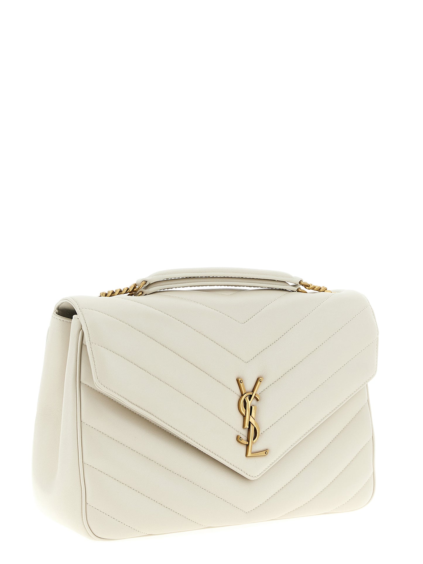 Saint Laurent Beige 'Loulou' Large Shoulder Bag Curated Luxury Accessories by Orvyn