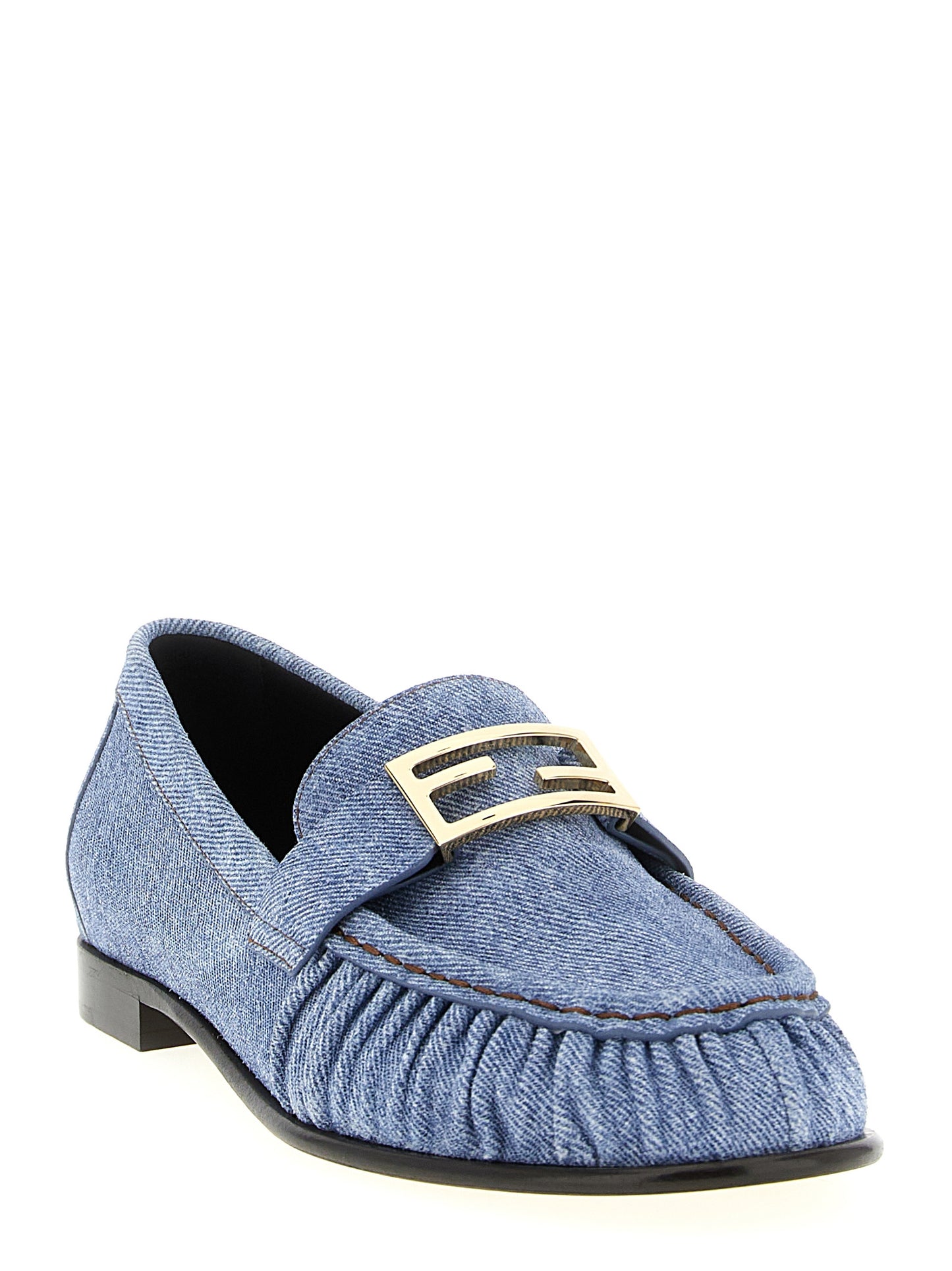 Fendi Blue Calfskin Slip-On Loafers Curated Luxury Accessories by Orvyn