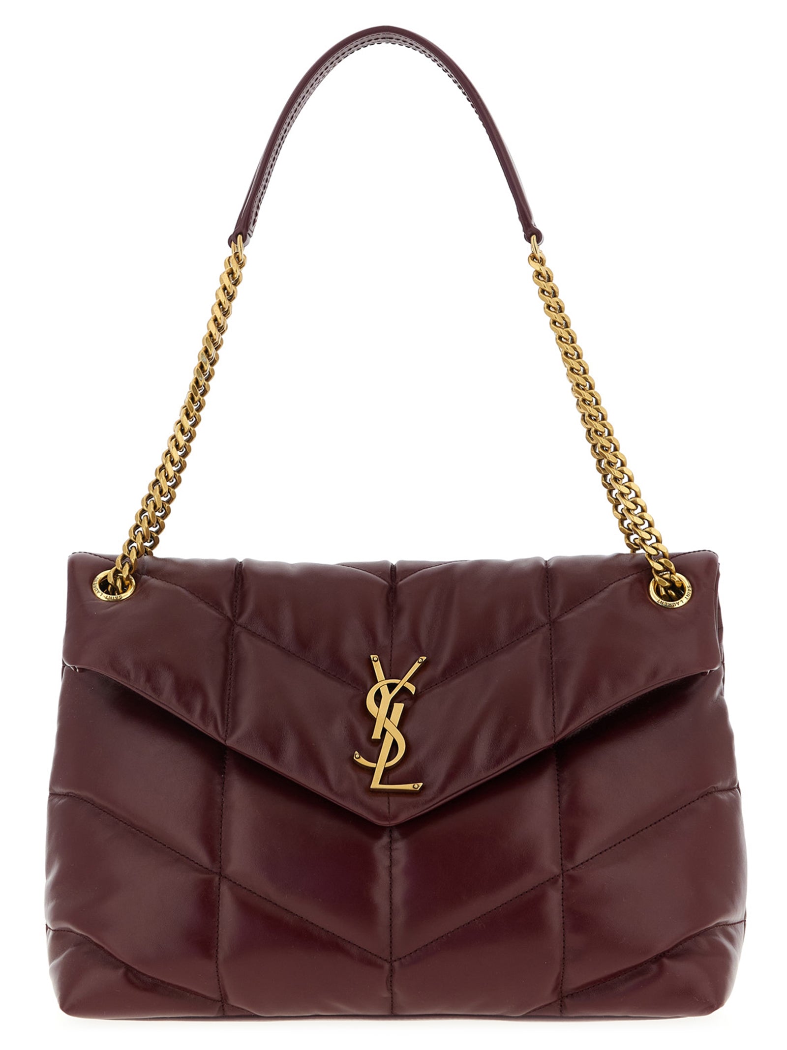 Saint Laurent Bordeaux Calfskin Shoulder Bag Curated Luxury Accessories by Orvyn