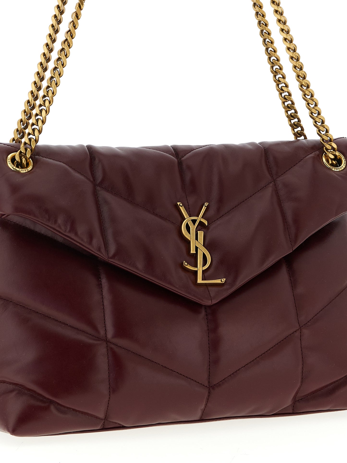 Saint Laurent Bordeaux Calfskin Shoulder Bag Curated Luxury Accessories by Orvyn