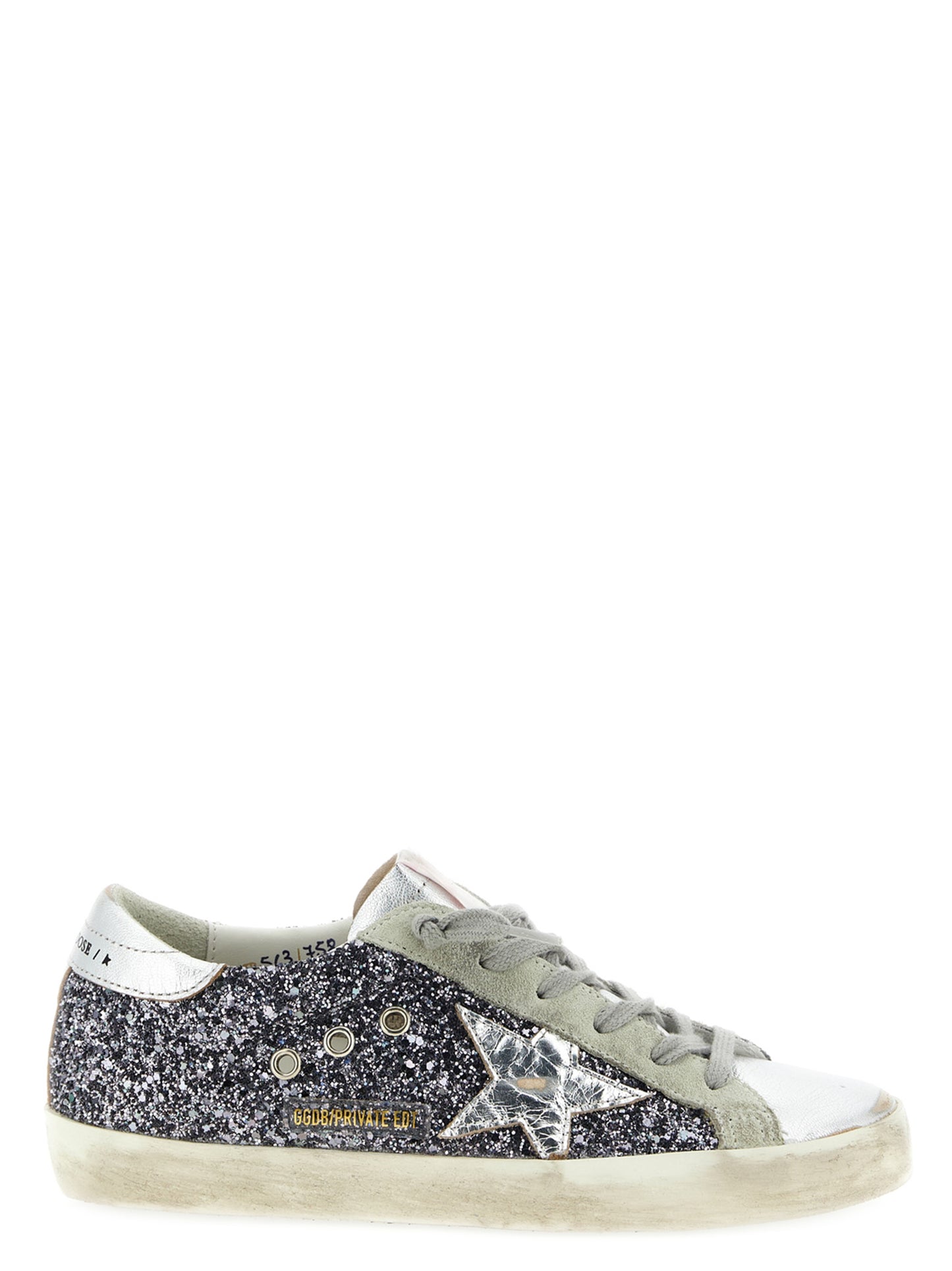 Golden Goose Silver Leather Low Top Sneakers Curated Luxury Accessories by Orvyn