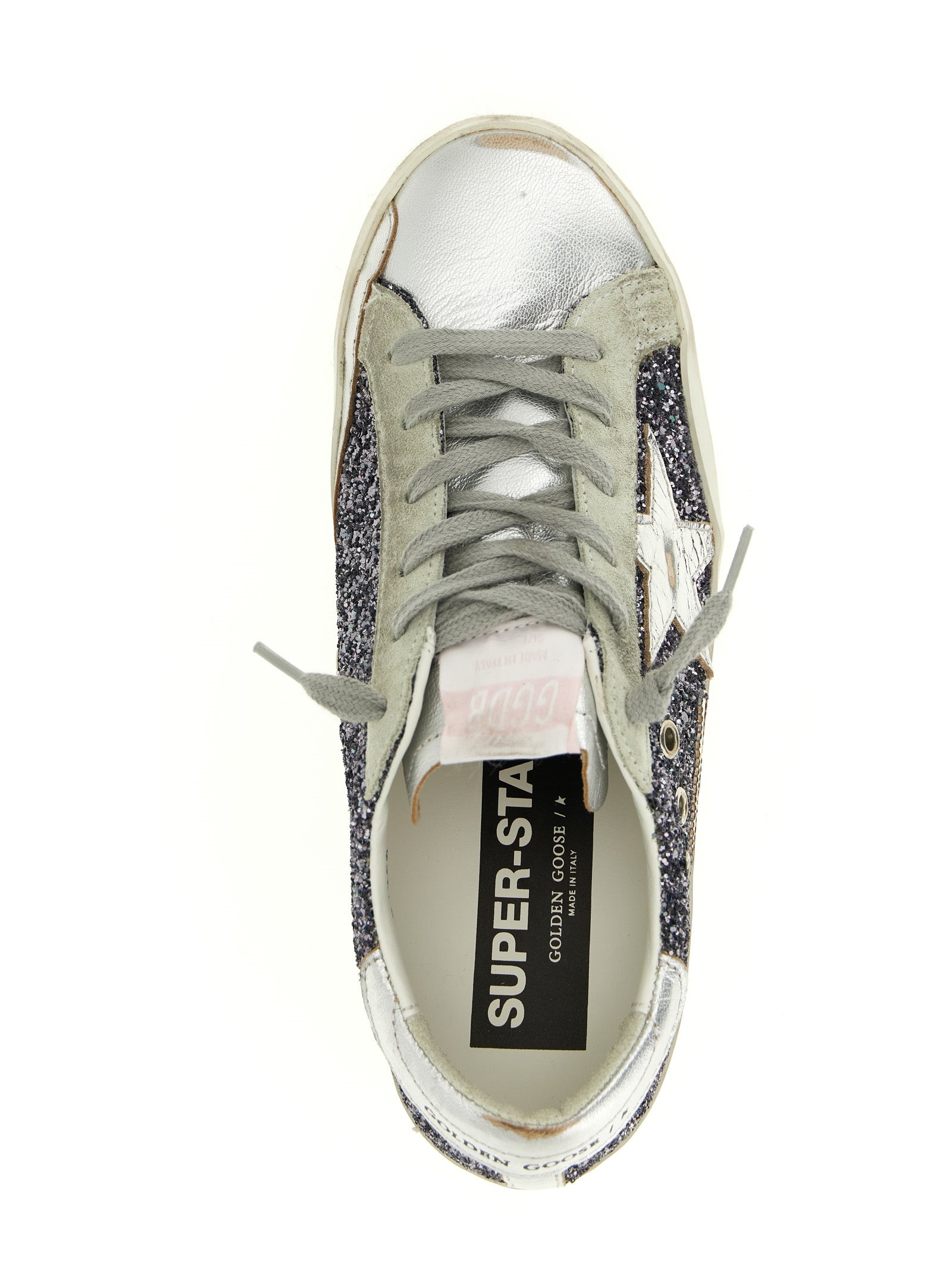 Golden Goose Silver Leather Low Top Sneakers Curated Luxury Accessories by Orvyn