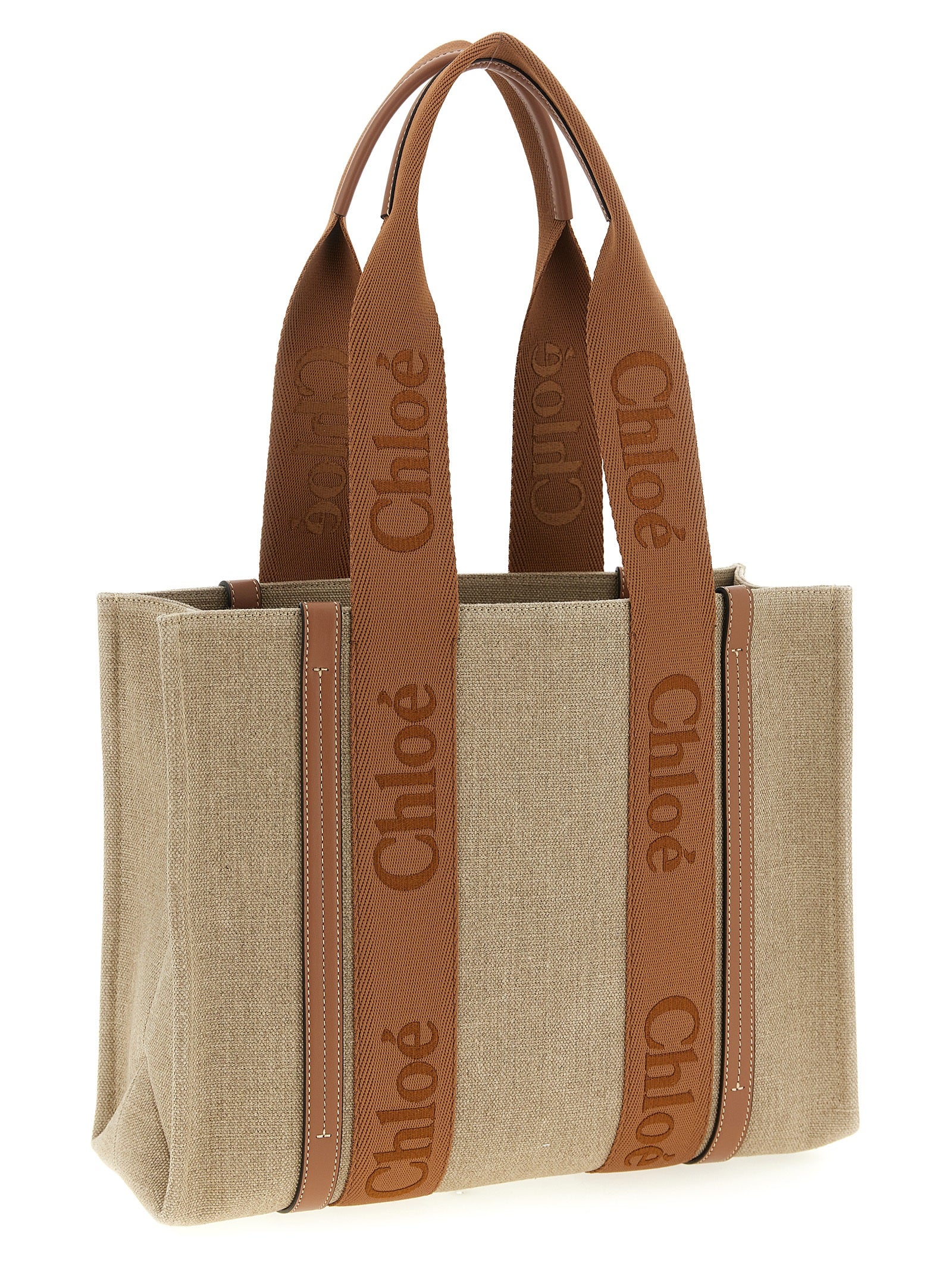 Chloé Brown Linen Tote Bag Curated Luxury Accessories by Orvyn