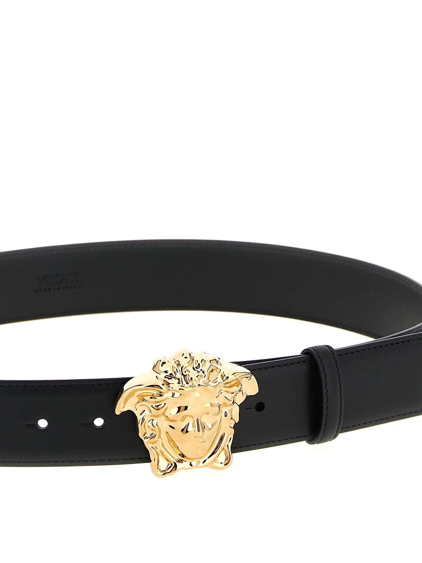 Versace Black Calfskin Regular Belt Curated Luxury Accessories by Orvyn