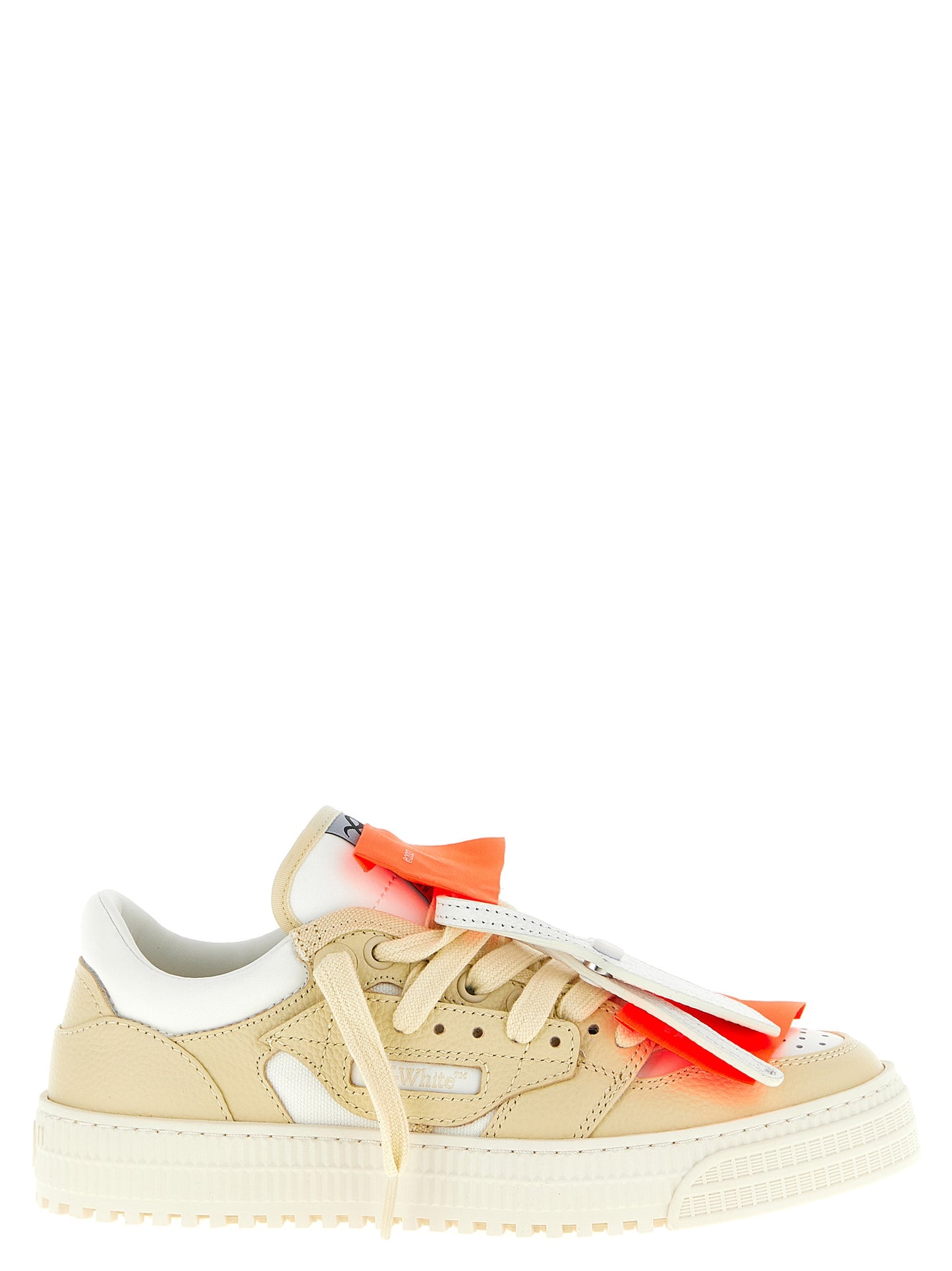 Off-White Beige Leather Low Top Sneakers Curated Luxury Accessories by Orvyn