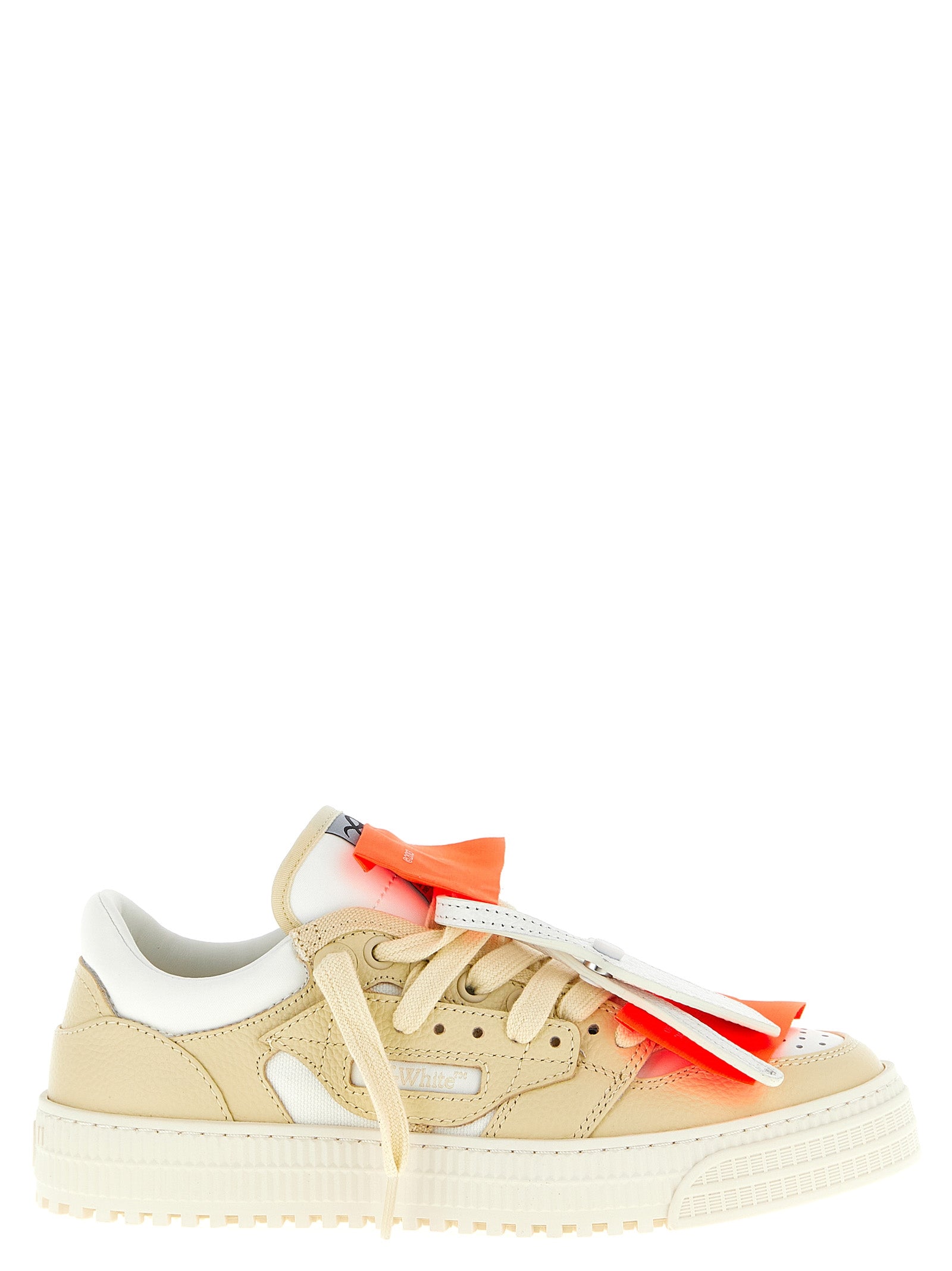 Off-White Beige Leather Low Top Sneakers Curated Luxury Accessories by Orvyn