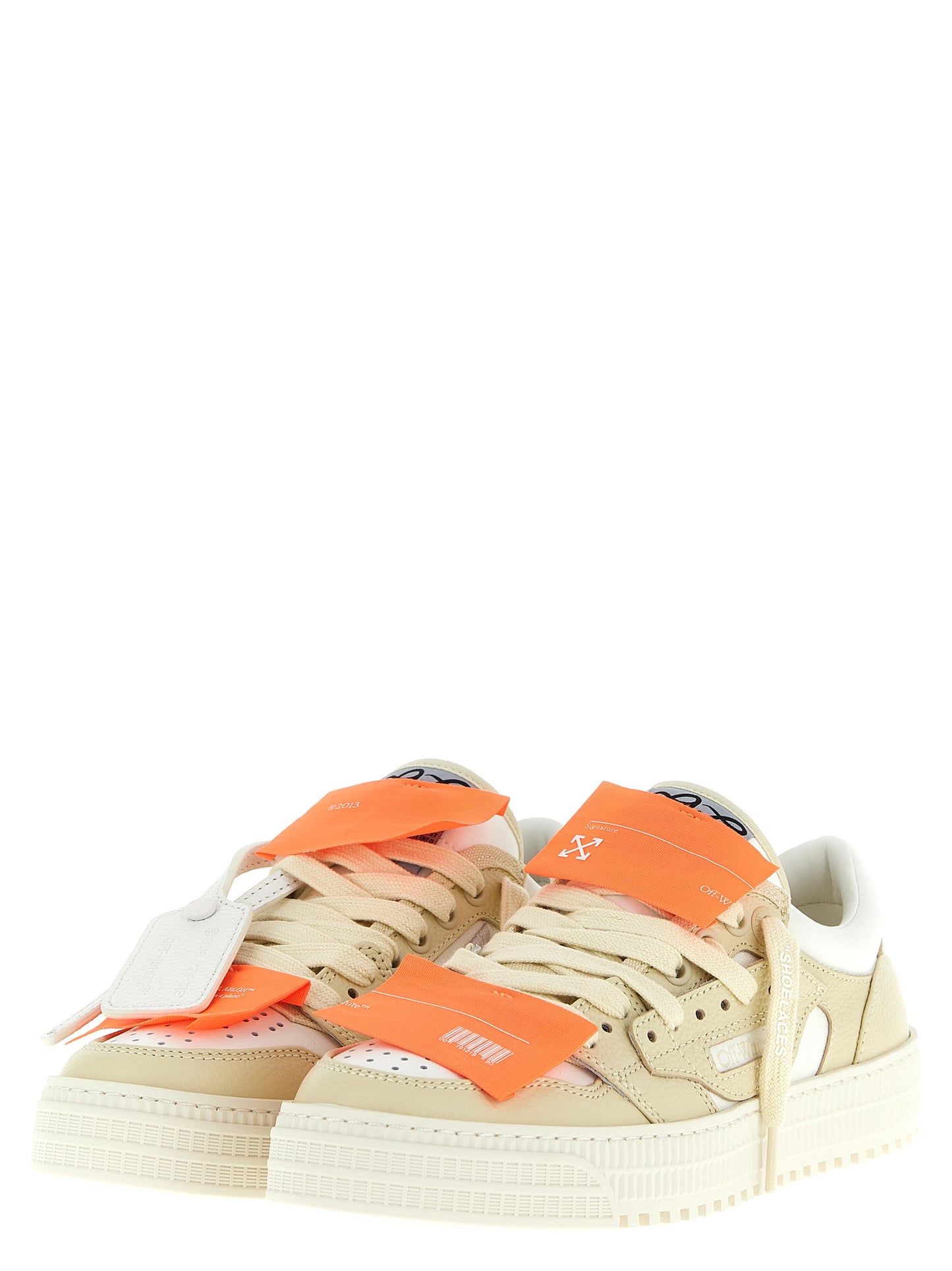Off-White Beige Leather Low Top Sneakers Curated Luxury Accessories by Orvyn