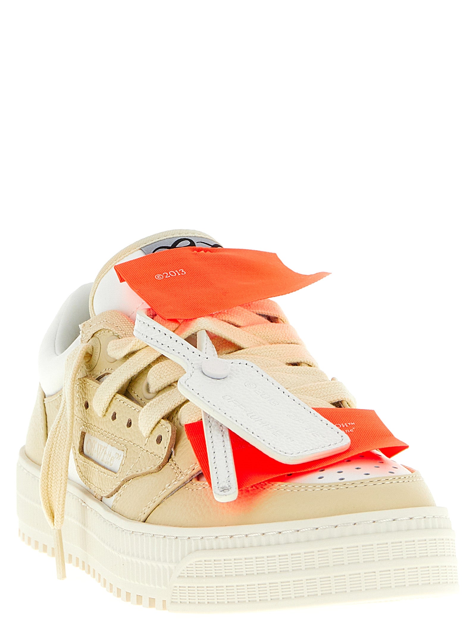 Off-White Beige Leather Low Top Sneakers Curated Luxury Accessories by Orvyn