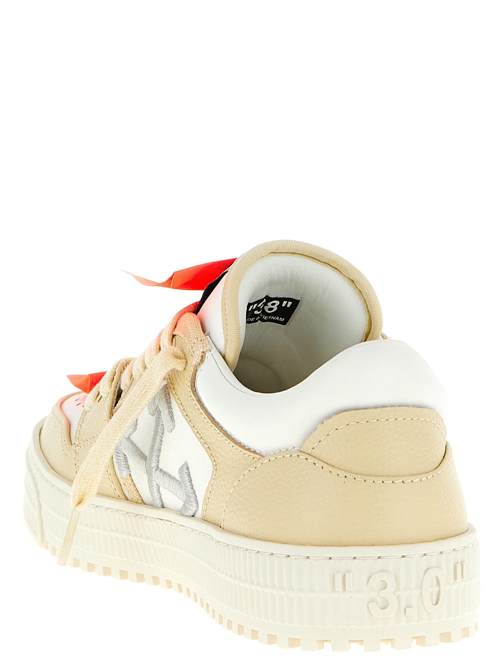 Off-White Beige Leather Low Top Sneakers Curated Luxury Accessories by Orvyn