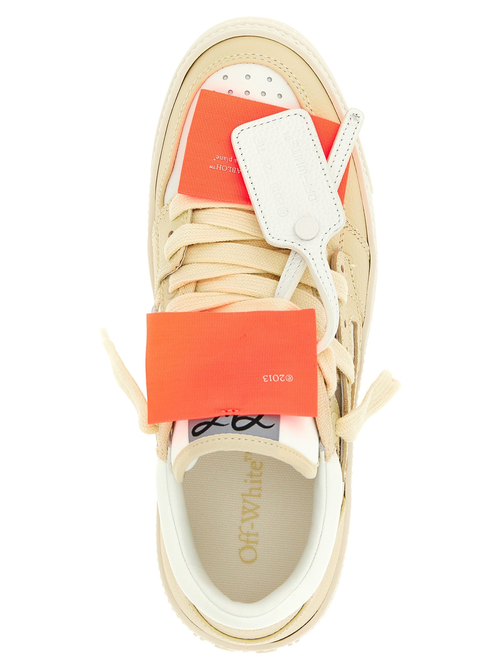 Off-White Beige Leather Low Top Sneakers Curated Luxury Accessories by Orvyn