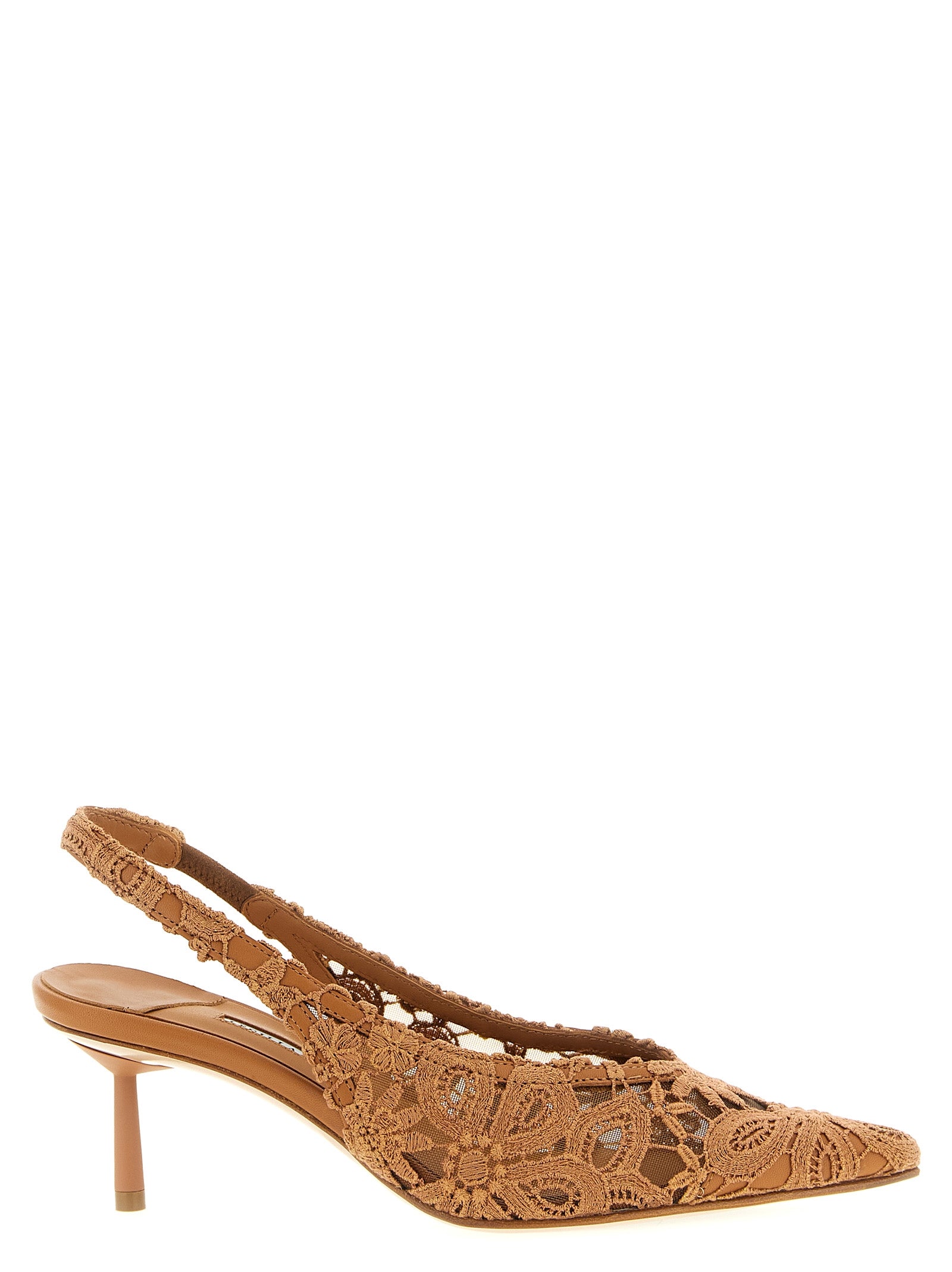 LE SILLA Brown Cotton Mid Heel Pumps Curated Luxury Accessories by Orvyn